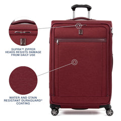 Travelpro Platinum Elite Softside Expandable Checked Luggage, 8 Wheel Spinner Large Suitcase, TSA Lock, Men and Women ( Bordeaux Red , Checked-Large 29-Inch ) Bordeaux Red Checked Large 29 Inch U6