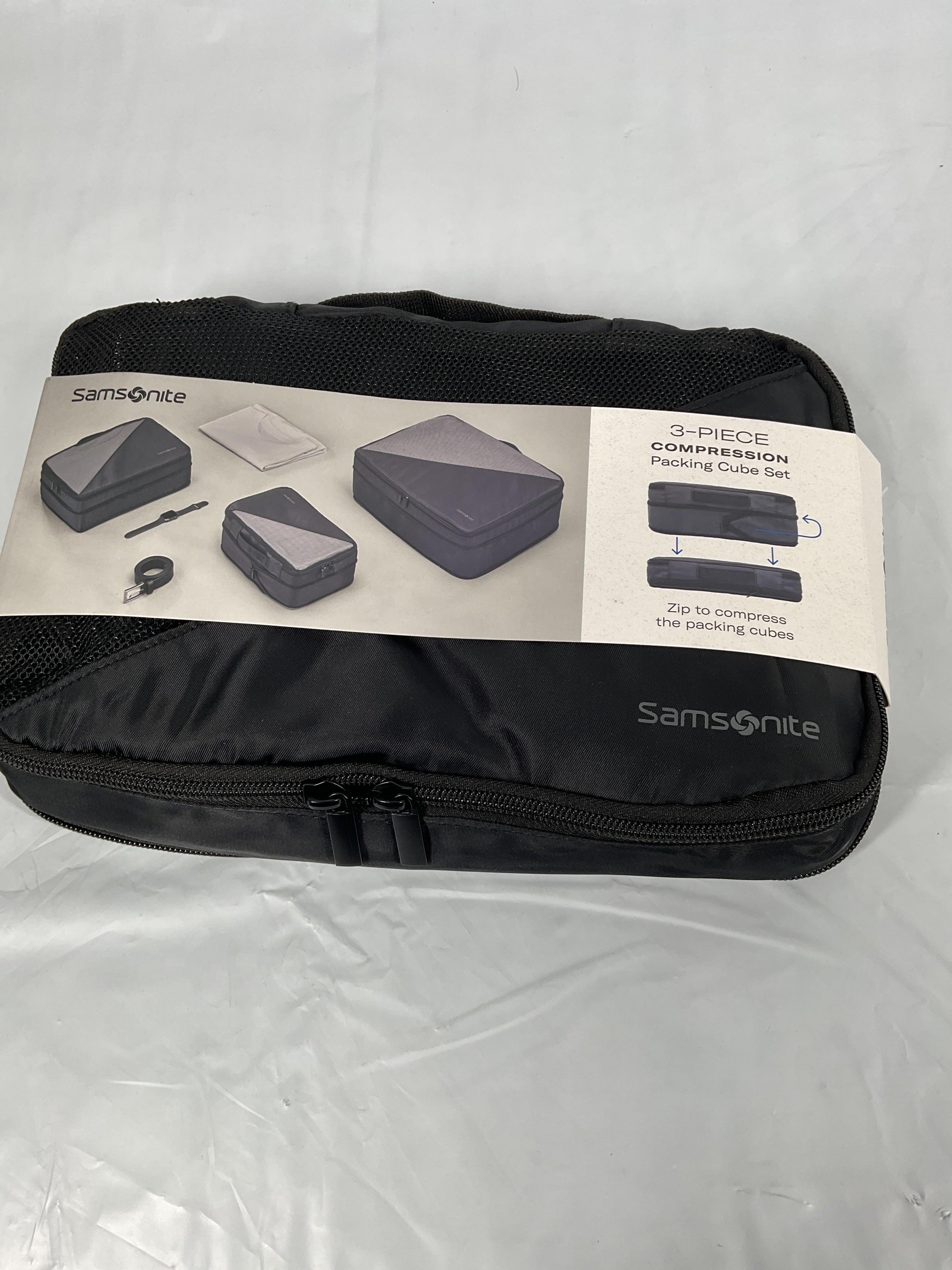 Samsonite 3-Piece Compression Packing Cube Set, Black Black Multiple Sizes U1