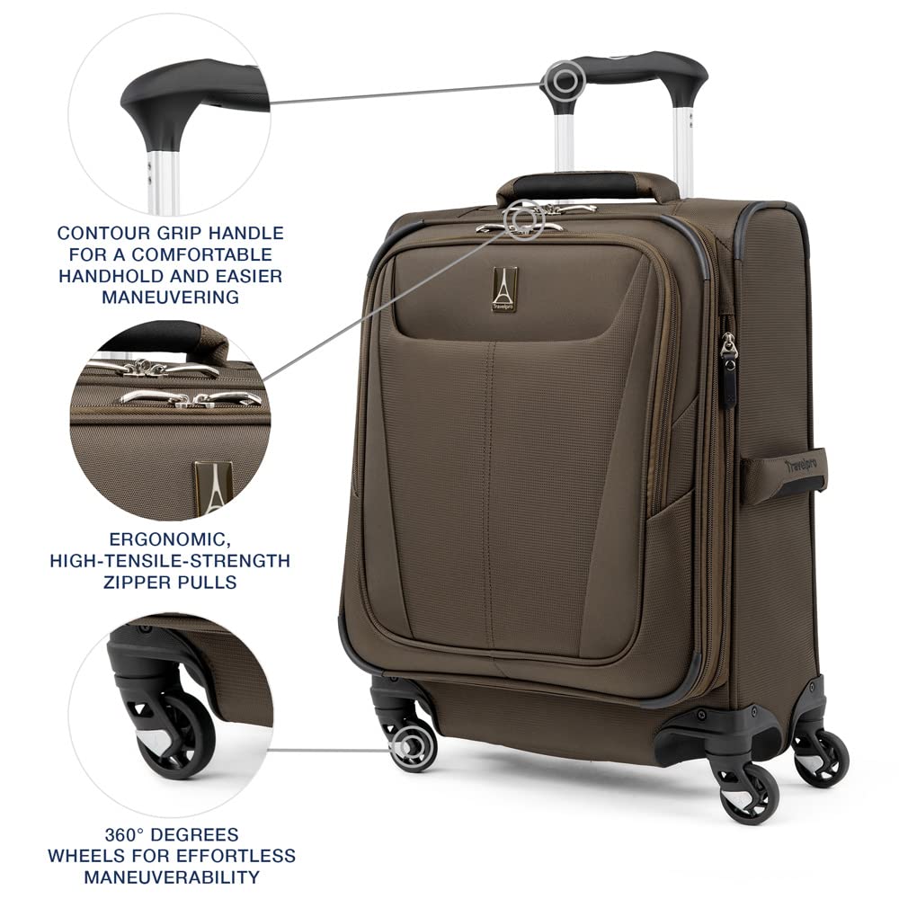 Travelpro Maxlite 5 Softside Expandable Luggage with 4 Spinner Wheels, Lightweight Suitcase, Men and Women ( Mocha , Carry-on 19-Inch ) Mocha Carry On 19 Inch U8