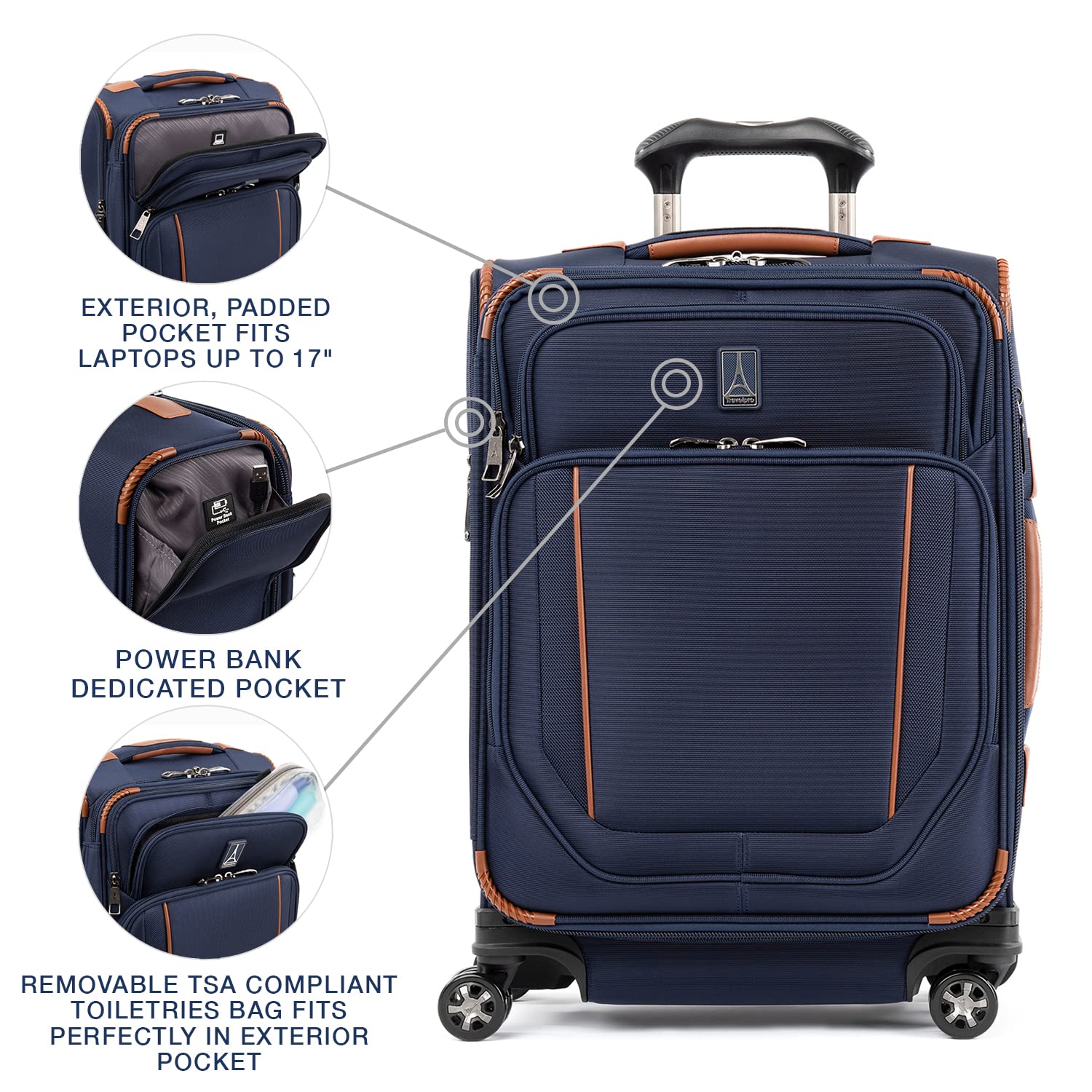 Travelpro Crew Versapack Softside Expandable Spinner Wheel Luggage ( Patriot Blue , Carry-On 21-Inch ) Patriot Blue Carry On 21 Inch U4