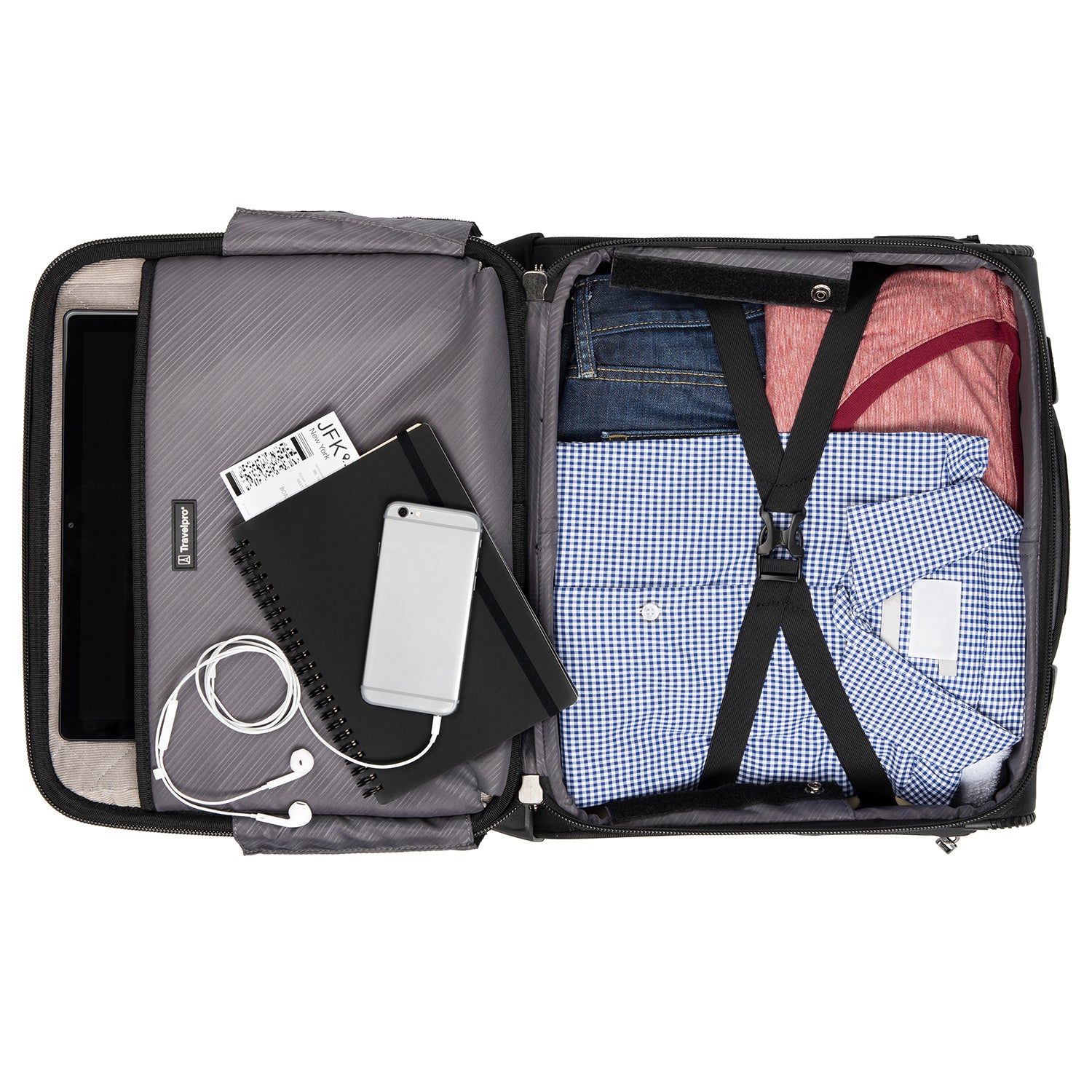 Travelpro Crew Versapack Carry-on 2 Wheel Upright Rolling Tote, 14-Inch Laptop or Tablet Pocket, Men and Women, Jet Black, 16.5-Inch U1