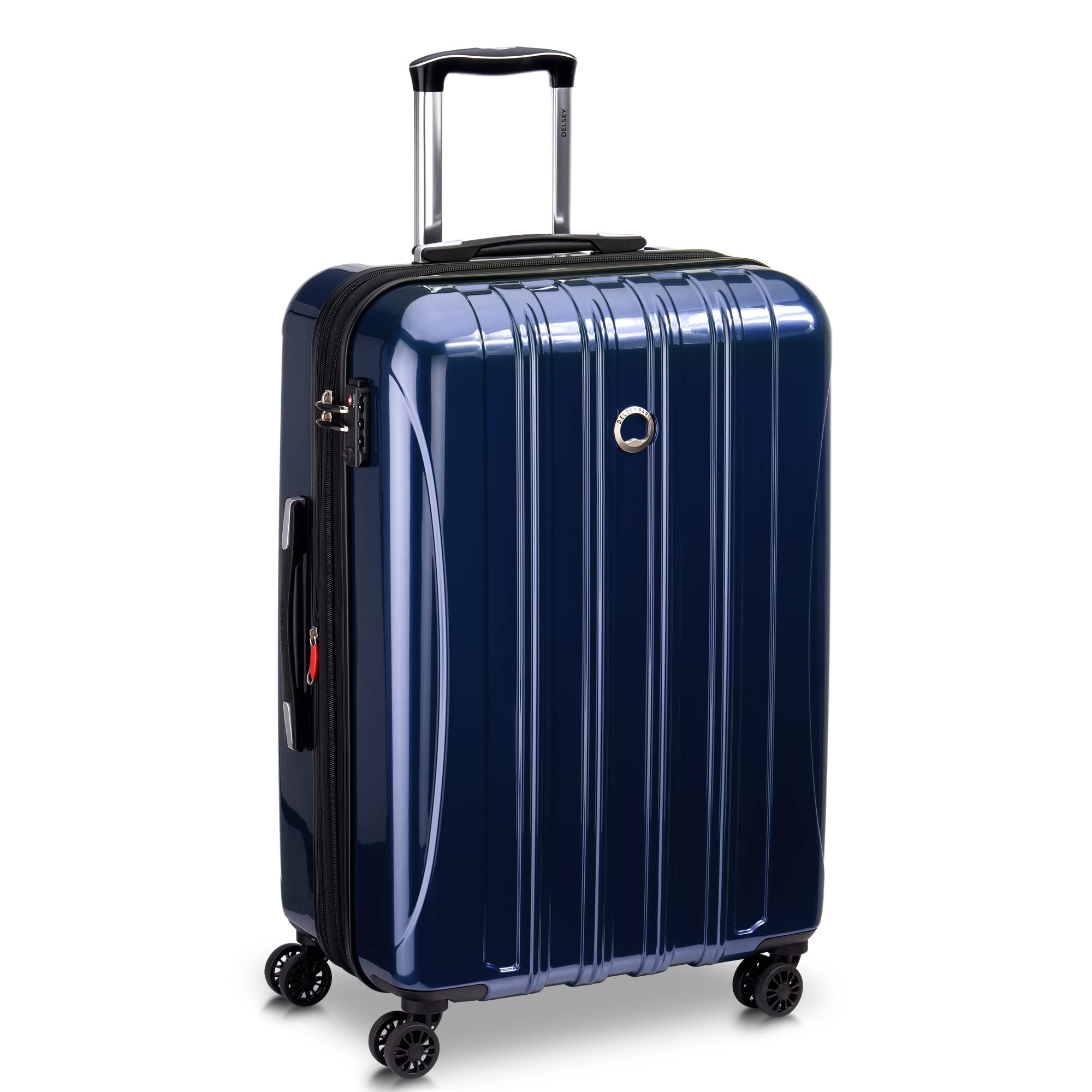 DELSEY Paris Helium Aero Hardside Expandable Luggage with Spinner Wheels ( Blue Cobalt , Checked-Medium 25 Inch ) Blue Cobalt Checked Medium 25 Inch U10