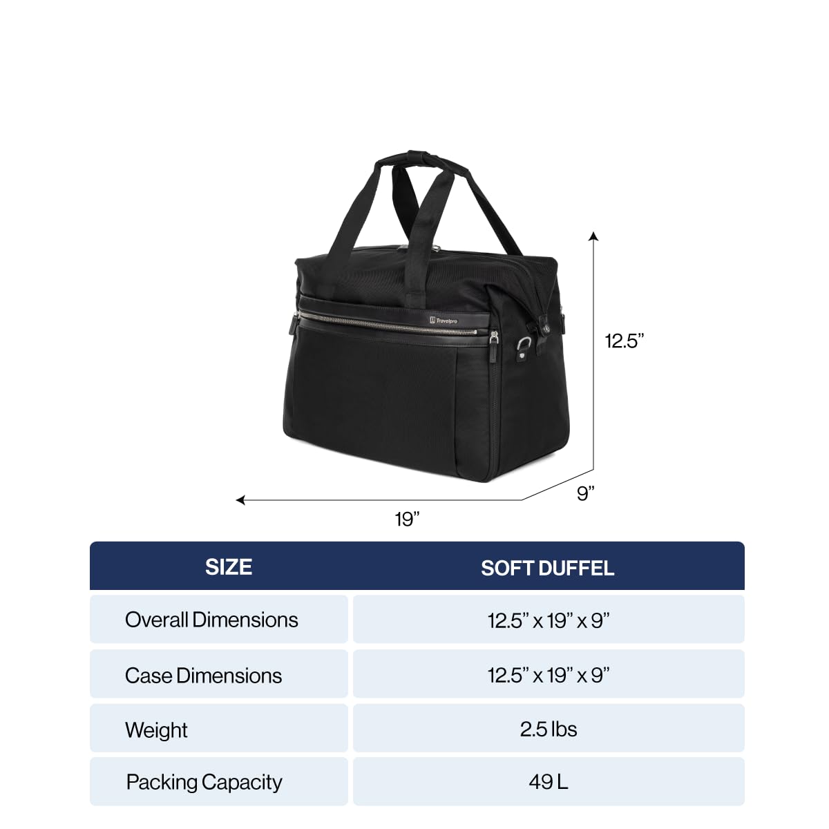 Travelpro Platinum Elite Carry on Soft Travel Duffel Bag, Weekender, Gym Bag, Men and Women ( Black , 19 Inch ) Black 19 Inch U2