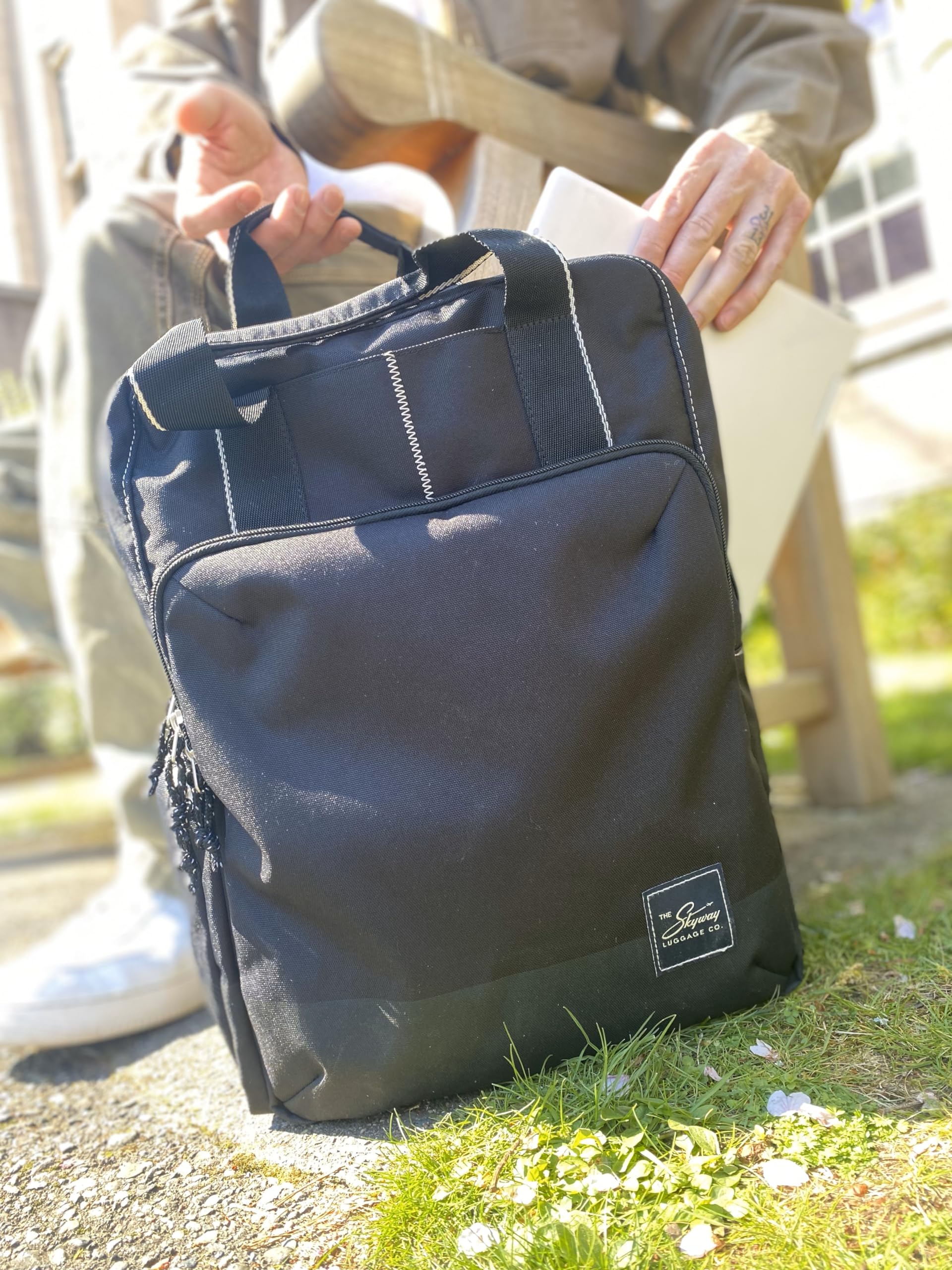 Skyway Luggage Rainier Backpack, Eco-Friendly,  Made of 100% rPET Travel Laptop Bag for Women & Men ( Crater Black , 17L ) Crater Black 17 L U1