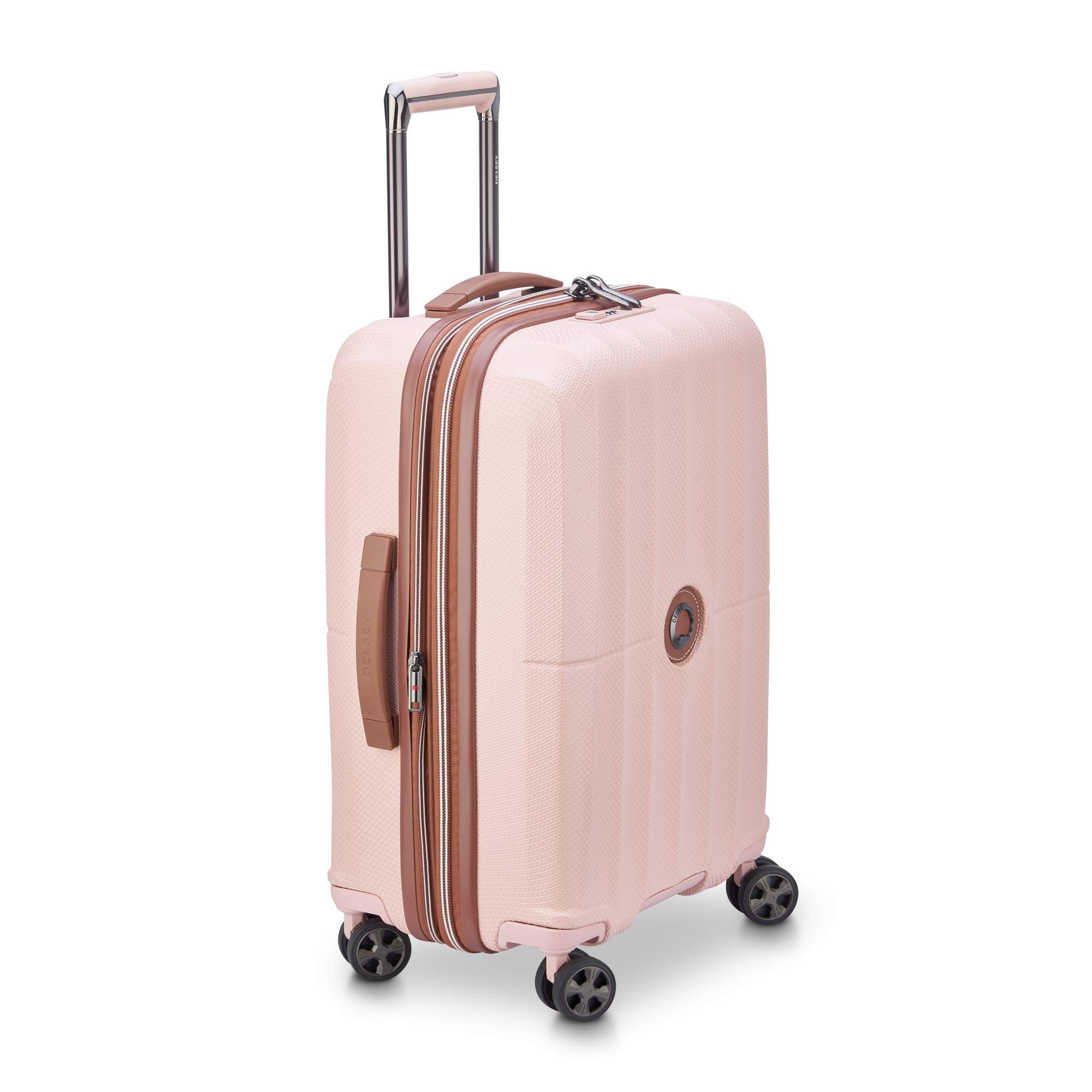 DELSEY Paris Carrousel Hardside Expandable Luggage with Spinner Wheels Pink Checked Large 28 Inch U1