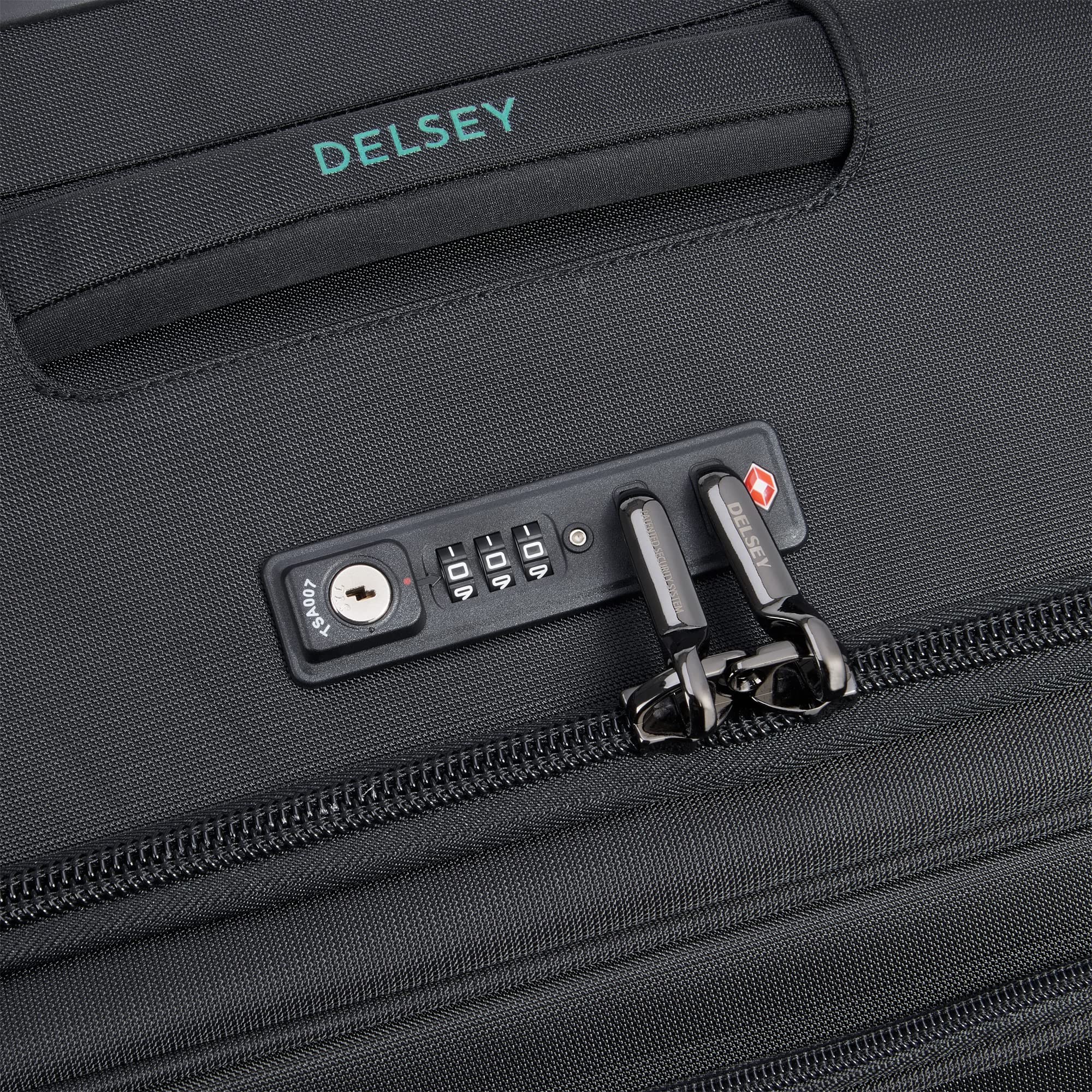 DELSEY Paris Helium DLX Softside Expandable Luggage with Spinner Wheels ( Black , Checked-Medium 25 Inch ) Black Checked Medium 25 Inch U2