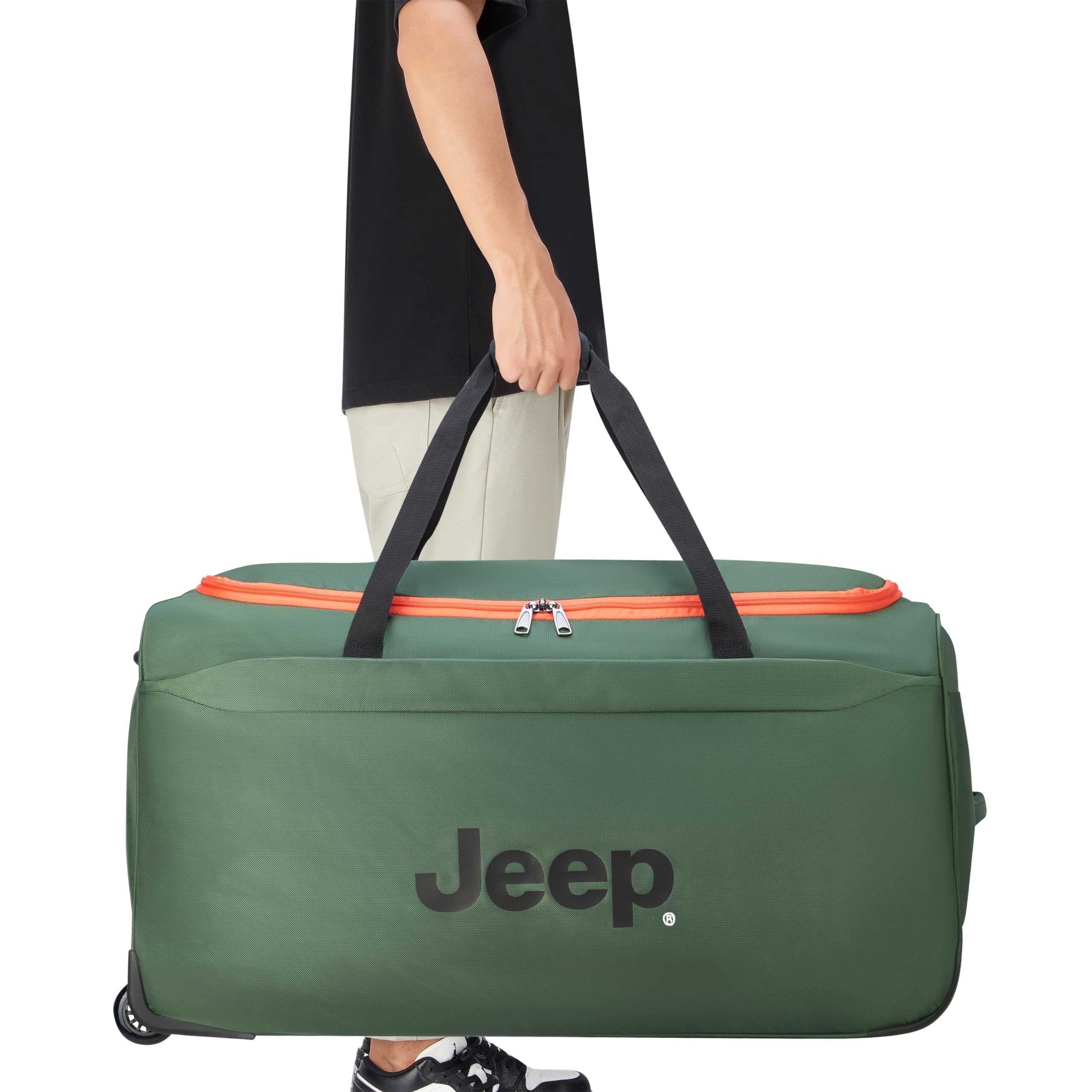 Jeep JS009D Two Wheel Rolling Travel Duffle Bag ( Green , 27 Inch ) Green 27 Inch U1
