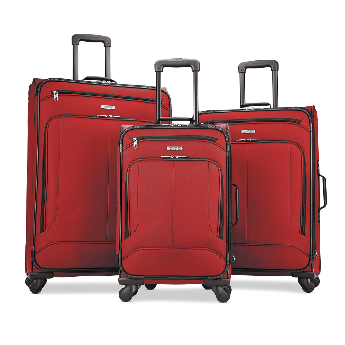 American Tourister Pop Max Softside Luggage with Spinner Wheels ( Red , 3-Piece Set (21/25/29) ) Red 3 Piece Set 21 25 29 U5