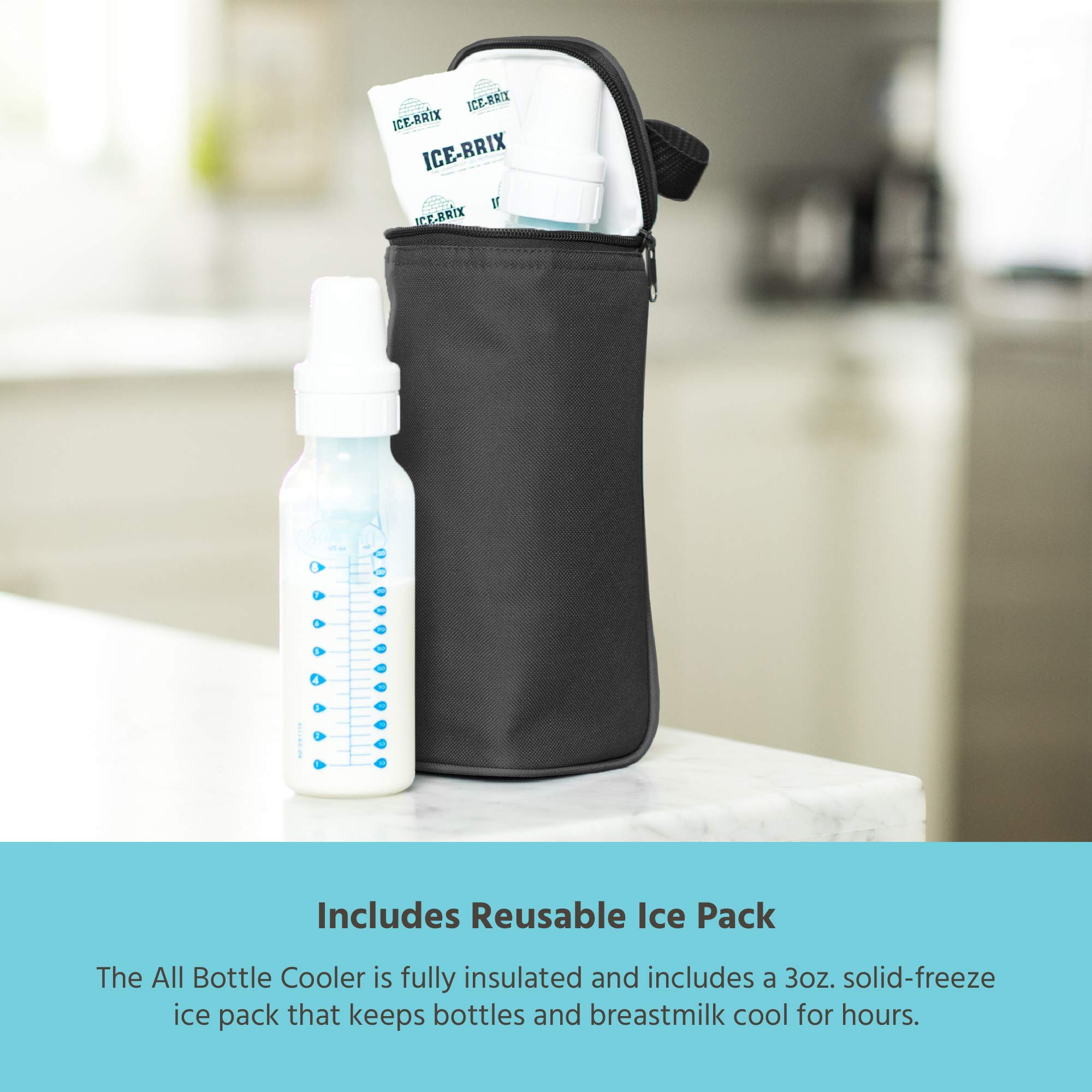 J.L. Childress Breastmilk Cooler Bag - Ice Pack Included - Insulated & Leak Proof Newborn Bottle Bag - Fits 1-2 Bottles - Bottle Bag for Daycare - Breastmilk Cooler Bag for Travel ( Black , One Size ) Black One Size U5