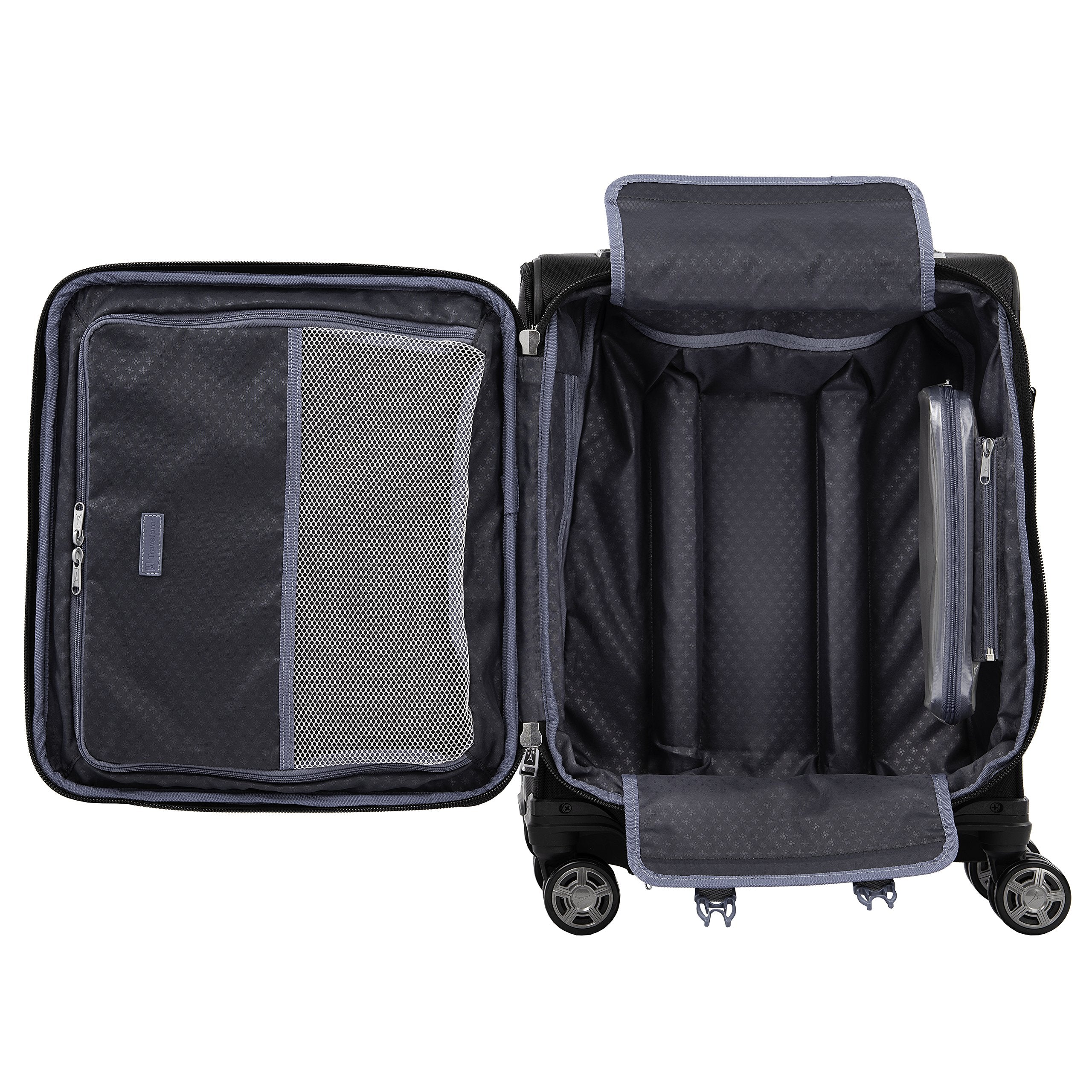 Travelpro Platinum Elite Softside Expandable Checked Luggage, 8 Wheel Spinner Large Suitcase, TSA Lock, Men and Women ( Shadow Black , Carry-On 19-Inch ) Shadow Black Carry On 19 Inch U15