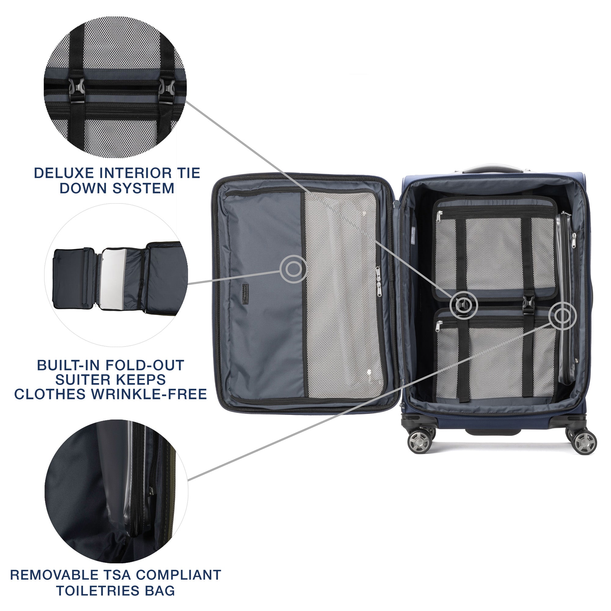 Travelpro Platinum Elite Softside Expandable Checked Luggage, 8 Wheel Spinner Suitcase, TSA Lock, Men and Women, Checked Medium 25-Inch ( Dark Blue , Checked-Medium 25-Inch ) Dark Blue Checked Medium 25 Inch U15