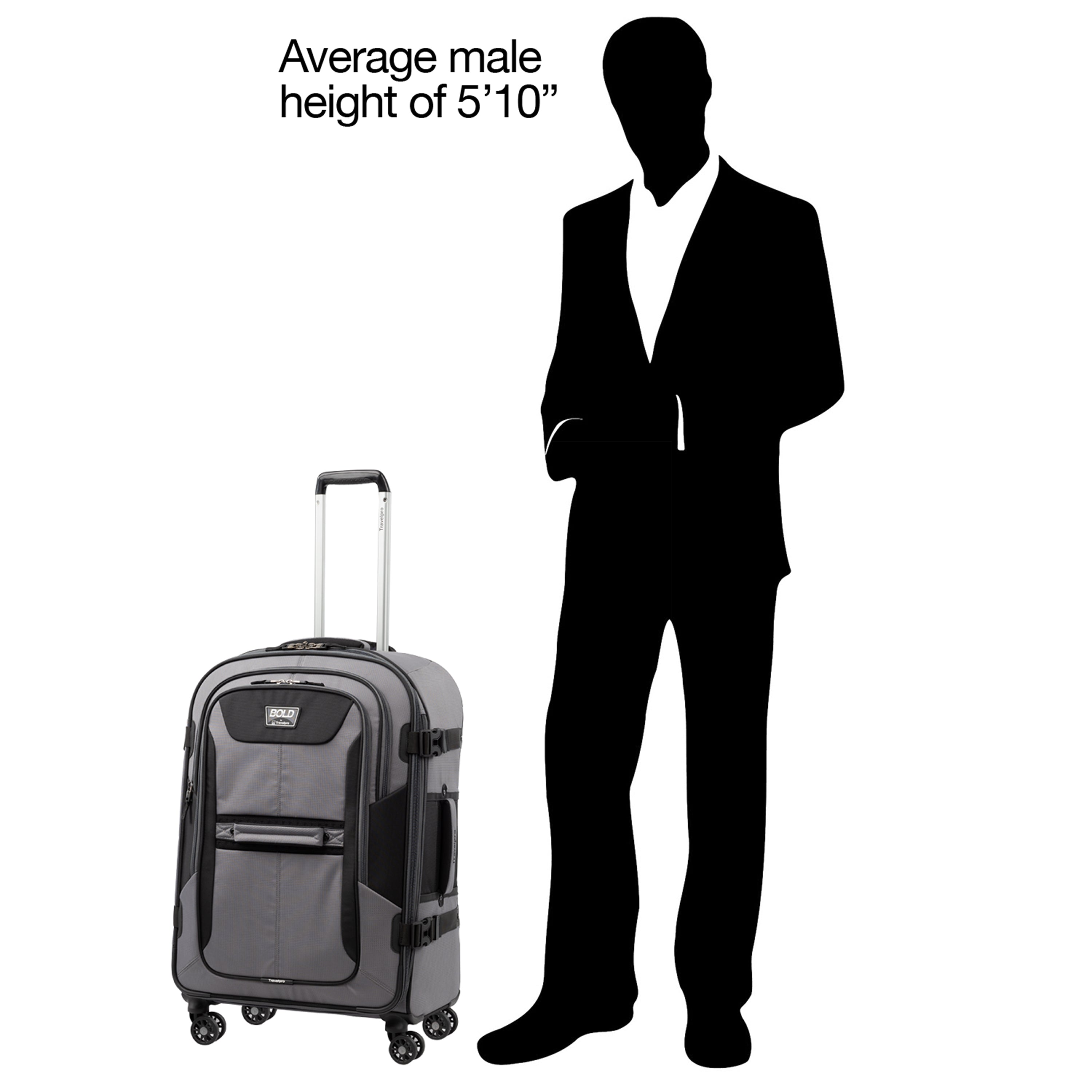 Travelpro Bold-Softside Expandable Luggage with Spinner Wheels ( Grey/Black , Checked-Medium 26-Inch ) Grey/Black Checked Medium 26 Inch U4