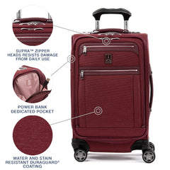 Travelpro Platinum Elite Softside Expandable Checked Luggage, 8 Wheel Spinner Large Suitcase, TSA Lock, Men and Women ( Bordeaux Red , Carry-On 21-Inch ) Bordeaux Red Carry On 21 Inch U6
