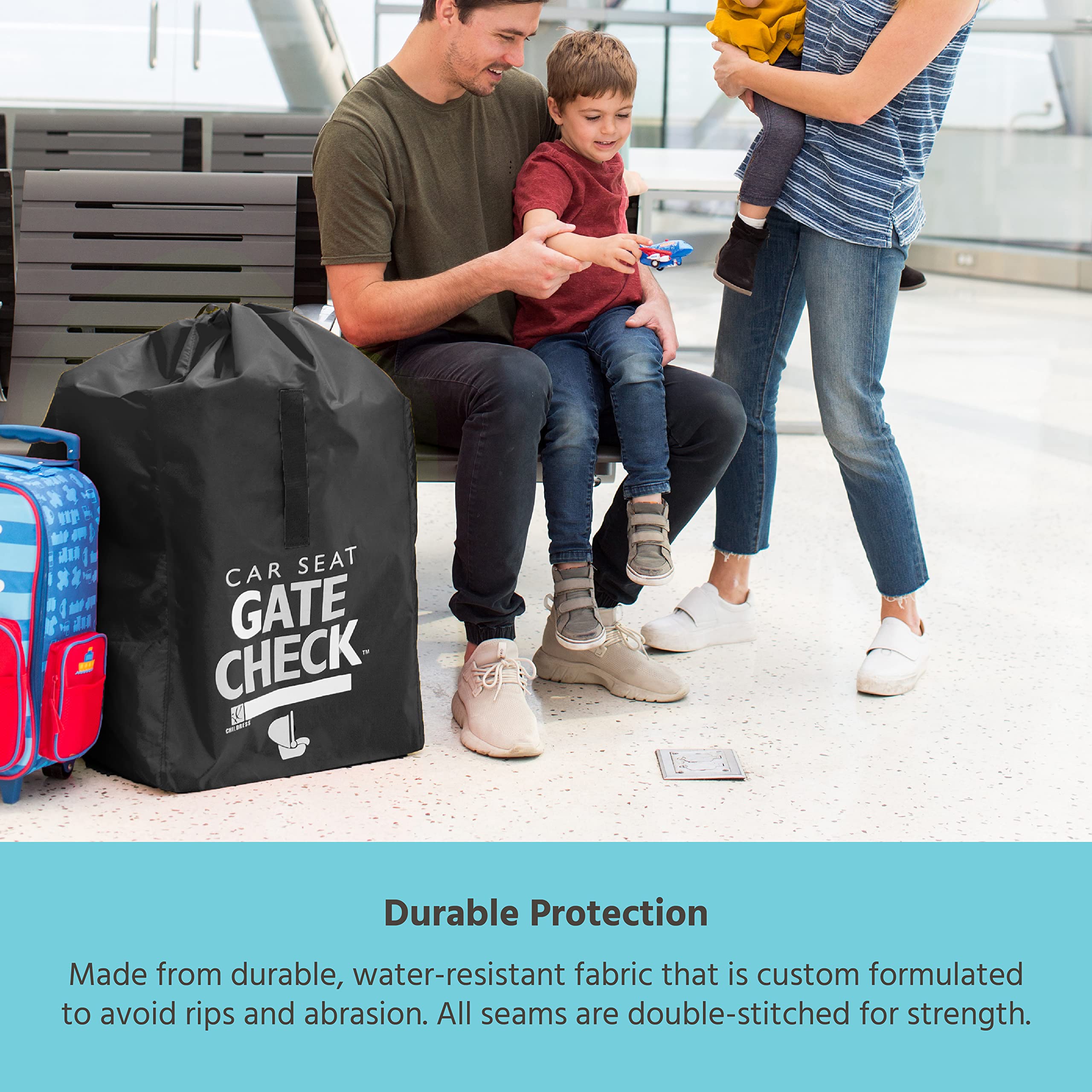 J.L. Childress Gate Check Bag for Car Seats - Air Travel Bag - Fits Convertible Car Seats, Infant carriers & Booster Seats ( Black , One Size ) Black One Size U2