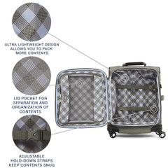 Travelpro Maxlite 5 Softside Expandable Luggage with 4 Spinner Wheels, Lightweight Suitcase, Men and Women Slate Green Carry On 19 Inch U3