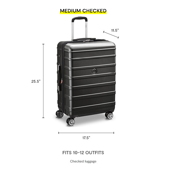 DELSEY Paris Margot Hardside Spinner Luggage Collection ( Black , Checked Medium 24 Inch ) Black Checked Medium 24 Inch U5