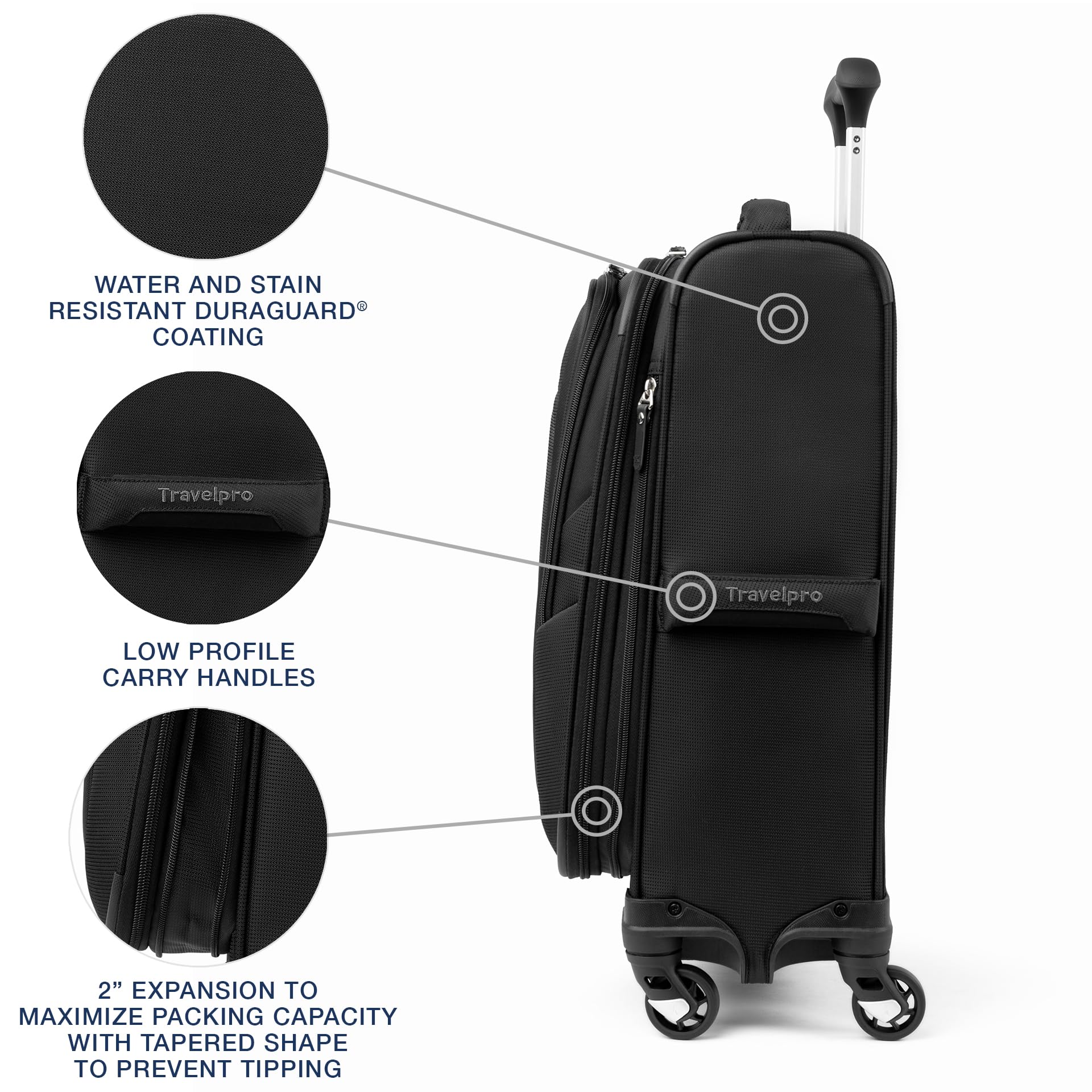 Travelpro Maxlite 5 Softside Expandable Luggage with 4 Spinner Wheels, Lightweight Suitcase, Men and Women ( Black , Compact Carry-on 20-Inch ) Black Compact Carry On 20 Inch U7
