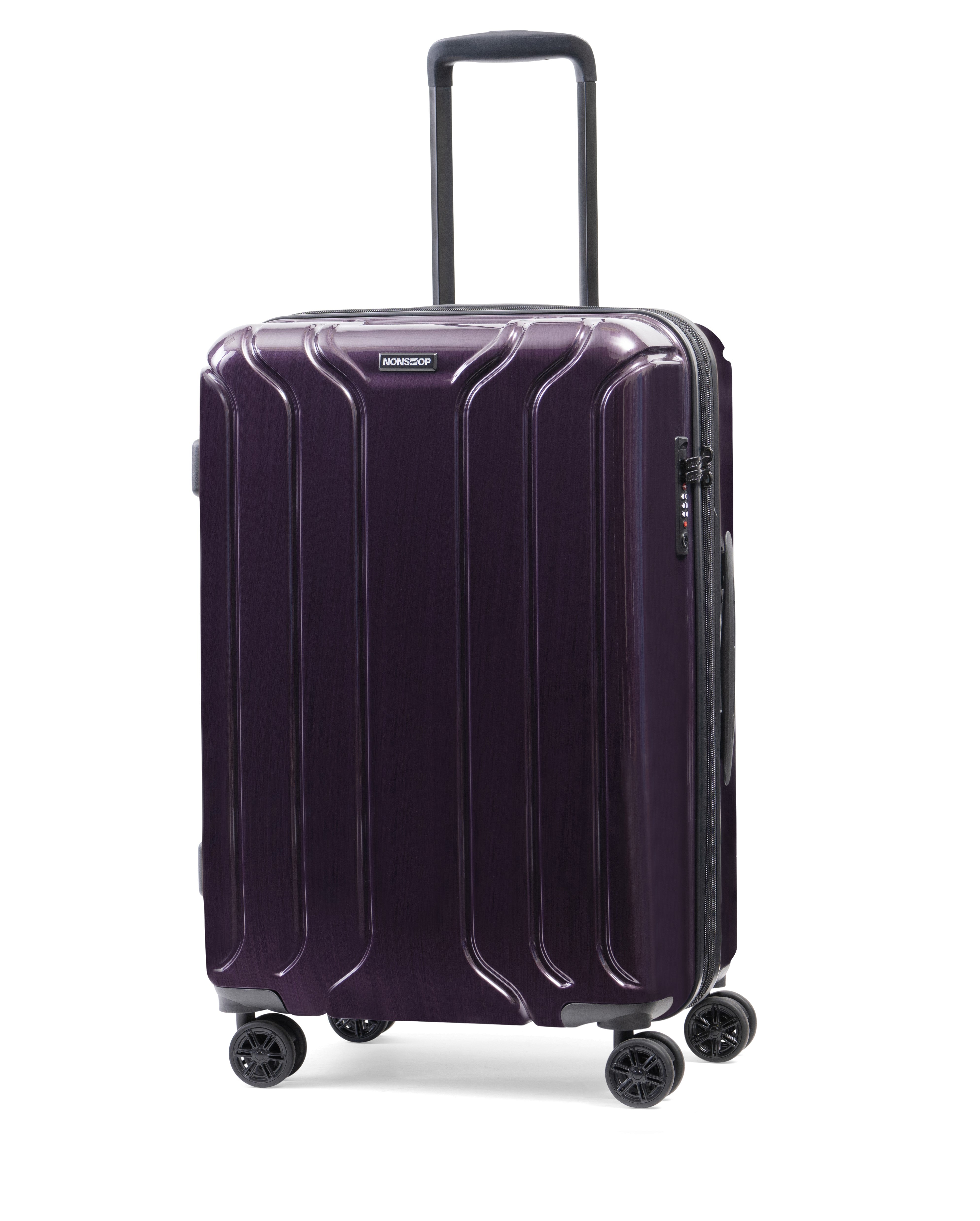 NONSTOP New York Elite Luggage Expandable Lightweight Spinner Wheels hard side shell Travel Suitcase Set, TSA Lock, Double USB Port, 3 packing cubes ( Plum , 3-piece Set (20/24/28) ) Plum 3 Piece Set 20 24 28 U1