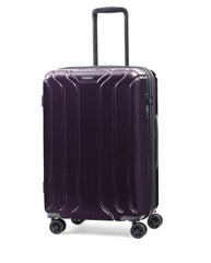 NONSTOP New York Elite Luggage Expandable Lightweight Spinner Wheels hard side shell Travel Suitcase Set, TSA Lock, Double USB Port, 3 packing cubes ( Plum , Checked-Medium 24-Inch ) Plum Checked Medium 24 Inch U1