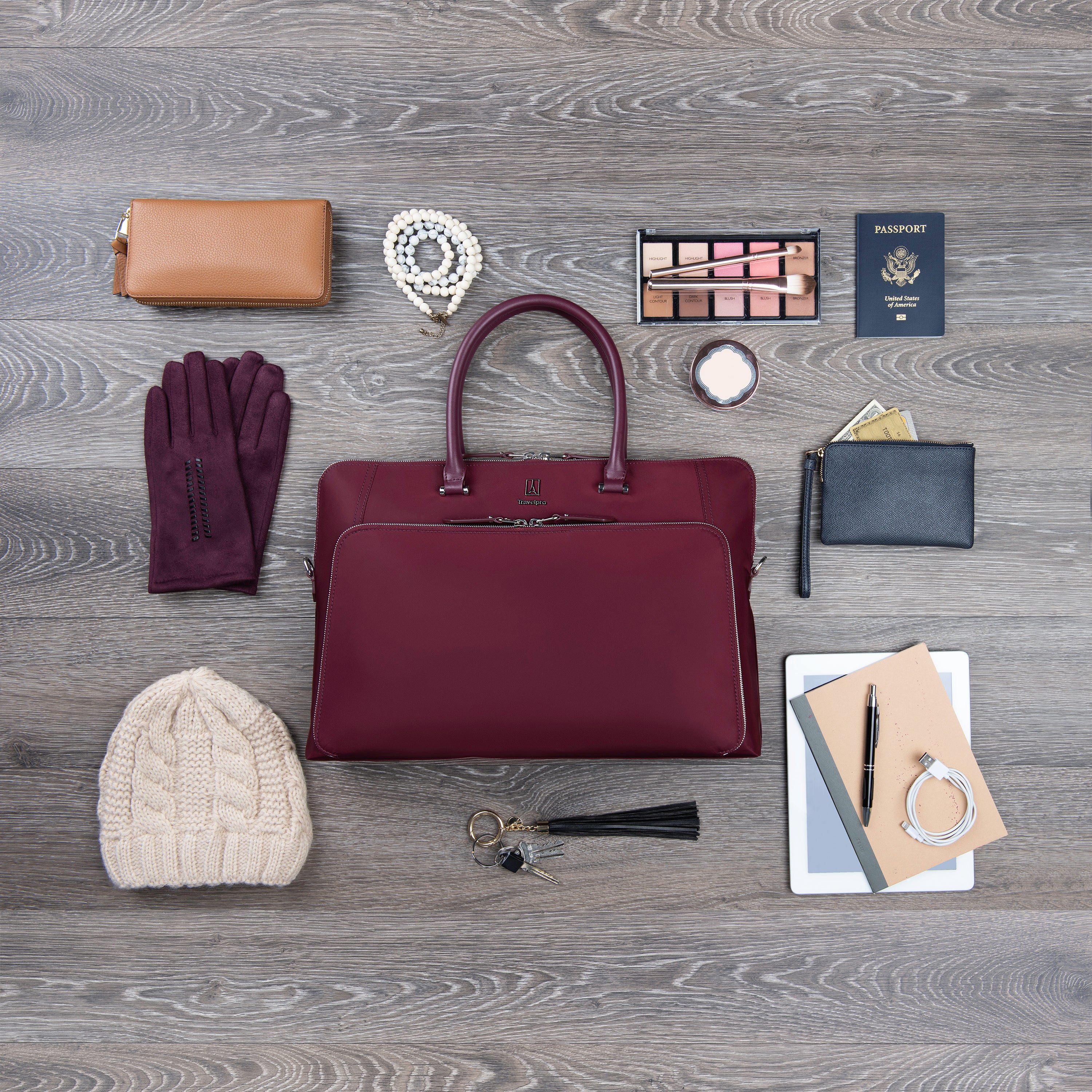 Travelpro Platinum Elite Women's Travel Briefcase, Fits up to 14 Inch Laptop, Work School Travel Bordeaux One Size U1