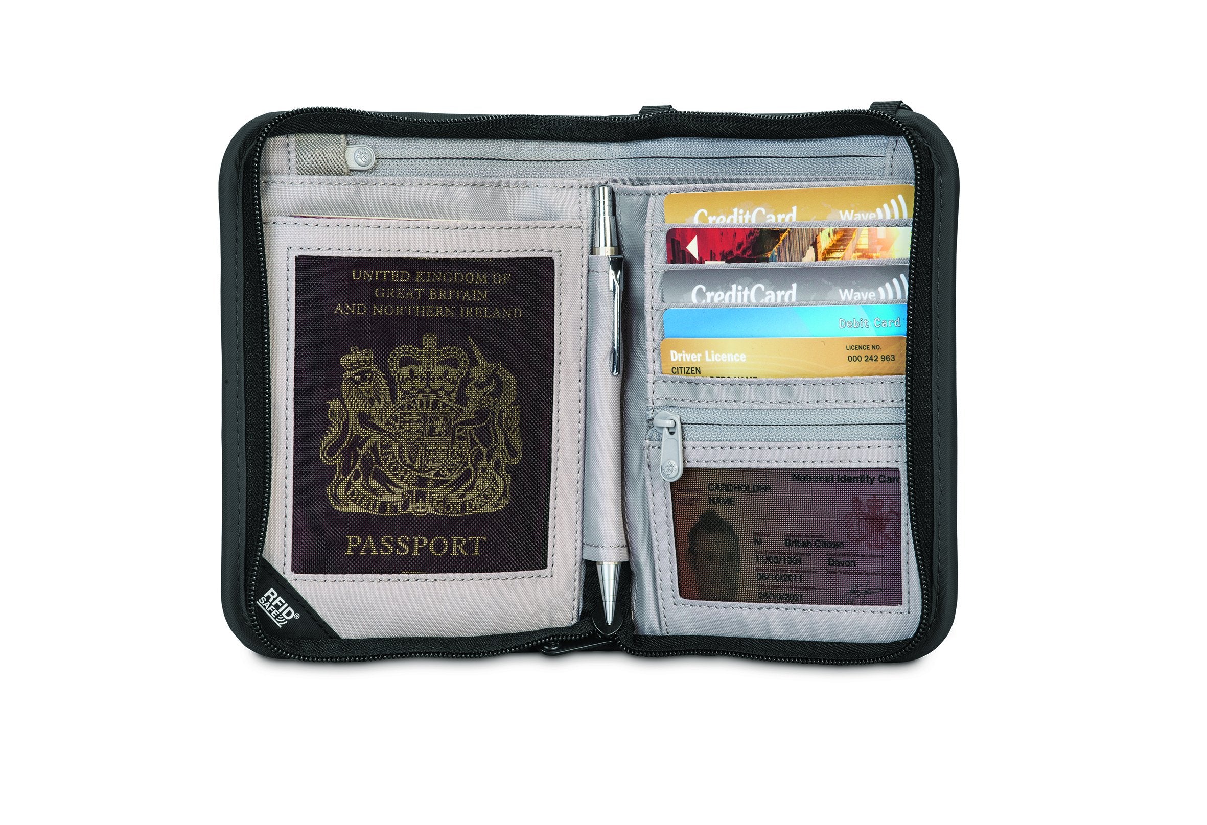 Pacsafe RFIDsafe V150 Anti theft RFID blocking compact organiser ( Black , One Size ) Black One Size U1