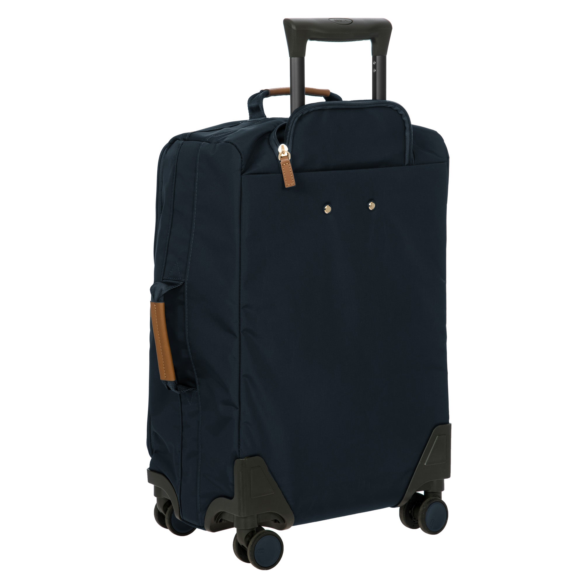 Bric's X-Travel 21 Carry-On Spinner Luxury Softside Luggage with 360 Wheels, Recycled Water-Resistant Fabric, Interior Pockets, and Leather Details ( Navy , One Size ) Navy One Size U2