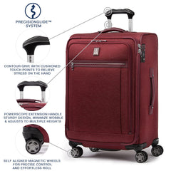 Travelpro Platinum Elite Softside Expandable Checked Luggage, 8 Wheel Spinner Large Suitcase, TSA Lock, Men and Women ( Bordeaux Red , Checked-Medium 25-Inch ) Bordeaux Red Checked Medium 25 Inch U4