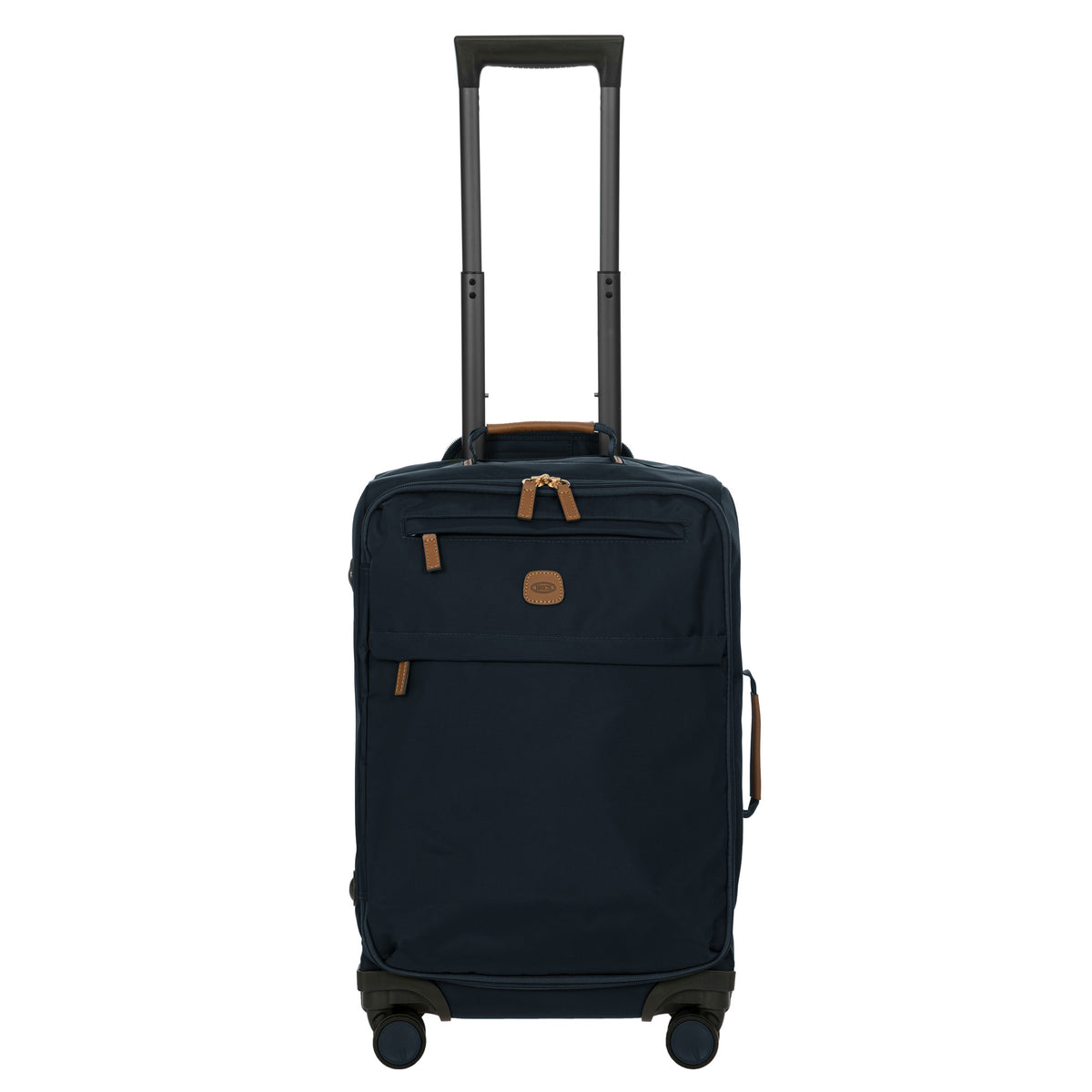 Bric's X-Travel 21 Carry-On Spinner Luxury Softside Luggage with 360 Wheels, Recycled Water-Resistant Fabric, Interior Pockets, and Leather Details ( Navy , One Size ) Navy One Size U2