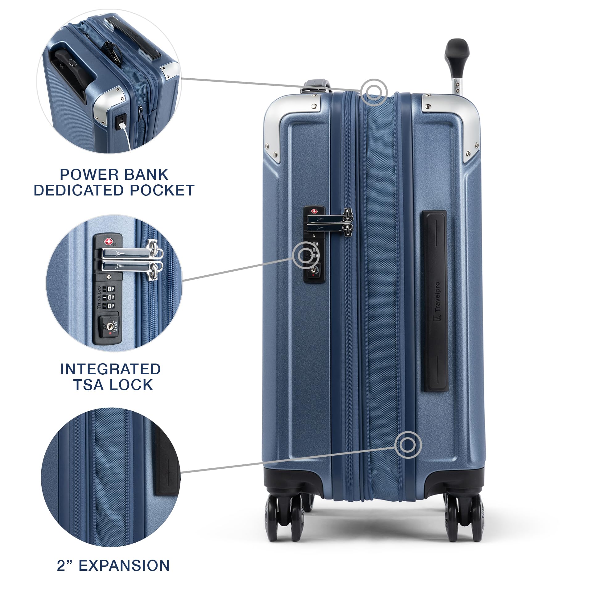 Travelpro Platinum Elite Hardside Expandable Spinner Wheel Luggage TSA Lock Hard Shell Polycarbonate Suitcase ( Dark Sky Blue , Carry-on 21-Inch ) Dark Sky Blue Carry On 21 Inch U5