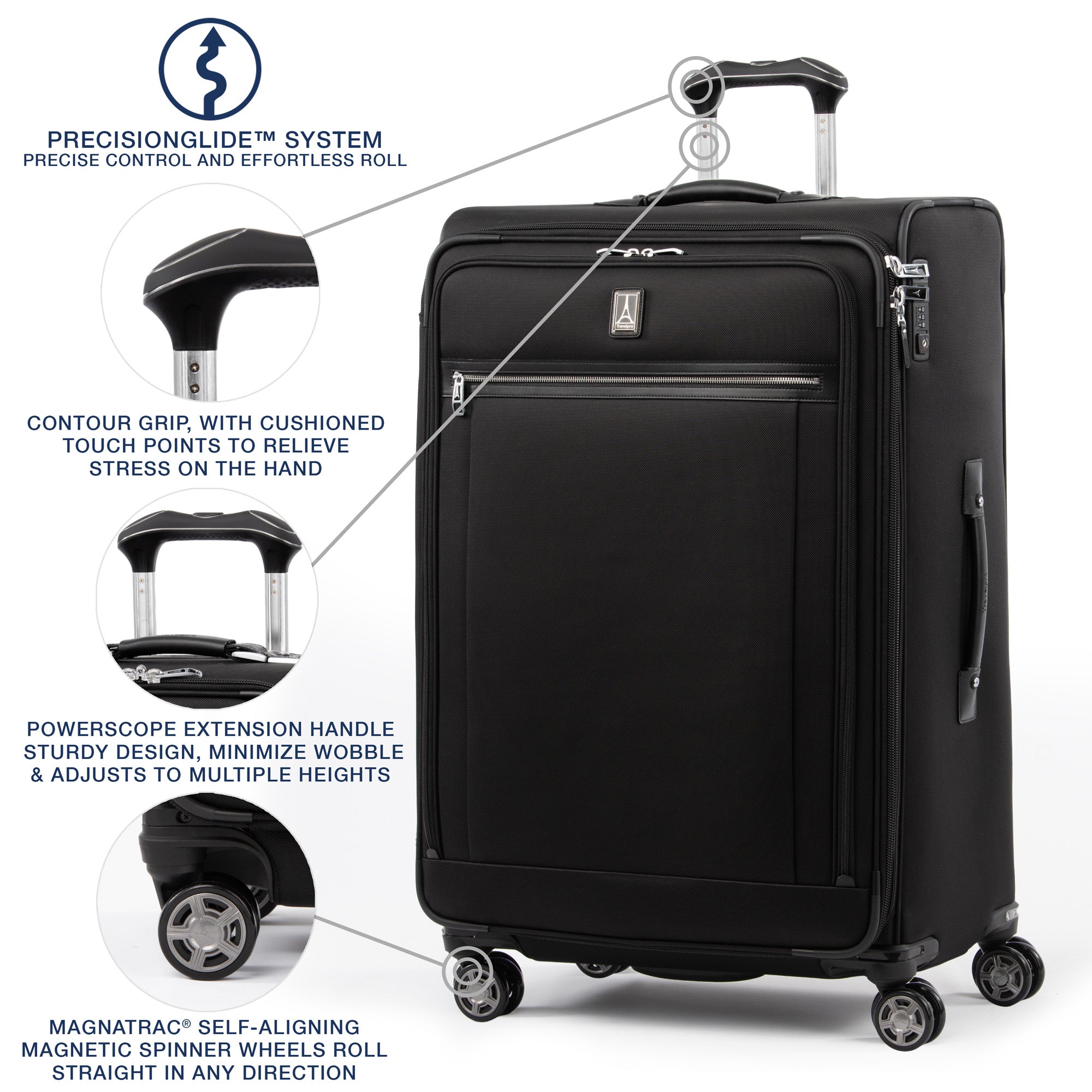 Travelpro Platinum Elite Softside Expandable Checked Luggage, 8 Wheel Spinner Large Suitcase, TSA Lock, Men and Women, Checked Large 29-Inch ( Shadow Black , Checked-Large 29-Inch ) Shadow Black Checked Large 29 Inch U17