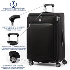 Travelpro Platinum Elite Softside Expandable Checked Luggage, 8 Wheel Spinner Large Suitcase, TSA Lock, Men and Women, Checked Large 29-Inch ( Shadow Black , Checked-Large 29-Inch ) Shadow Black Checked Large 29 Inch U17