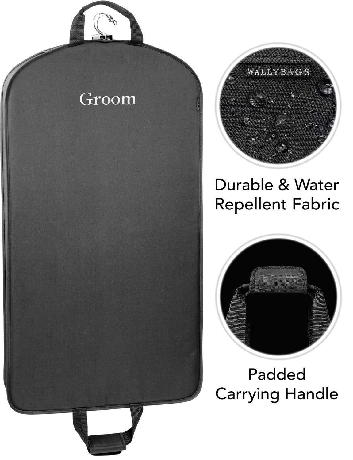 WallyBags 40" Deluxe Groom Tux and Suit Travel Garment Bag ( Black-G3 , One Size ) Black-G3 One Size U2