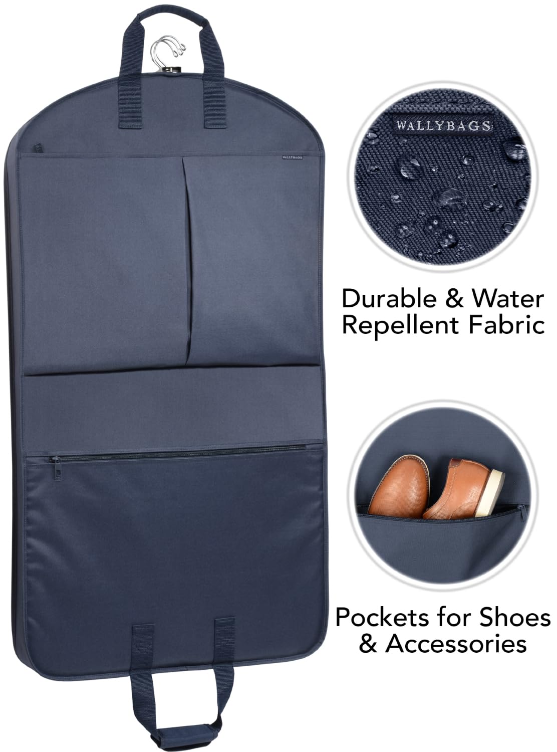 WallyBags® 40” Deluxe Travel Garment Bag with two pockets ( Navy , 40-inch ) Navy 40 Inch U1