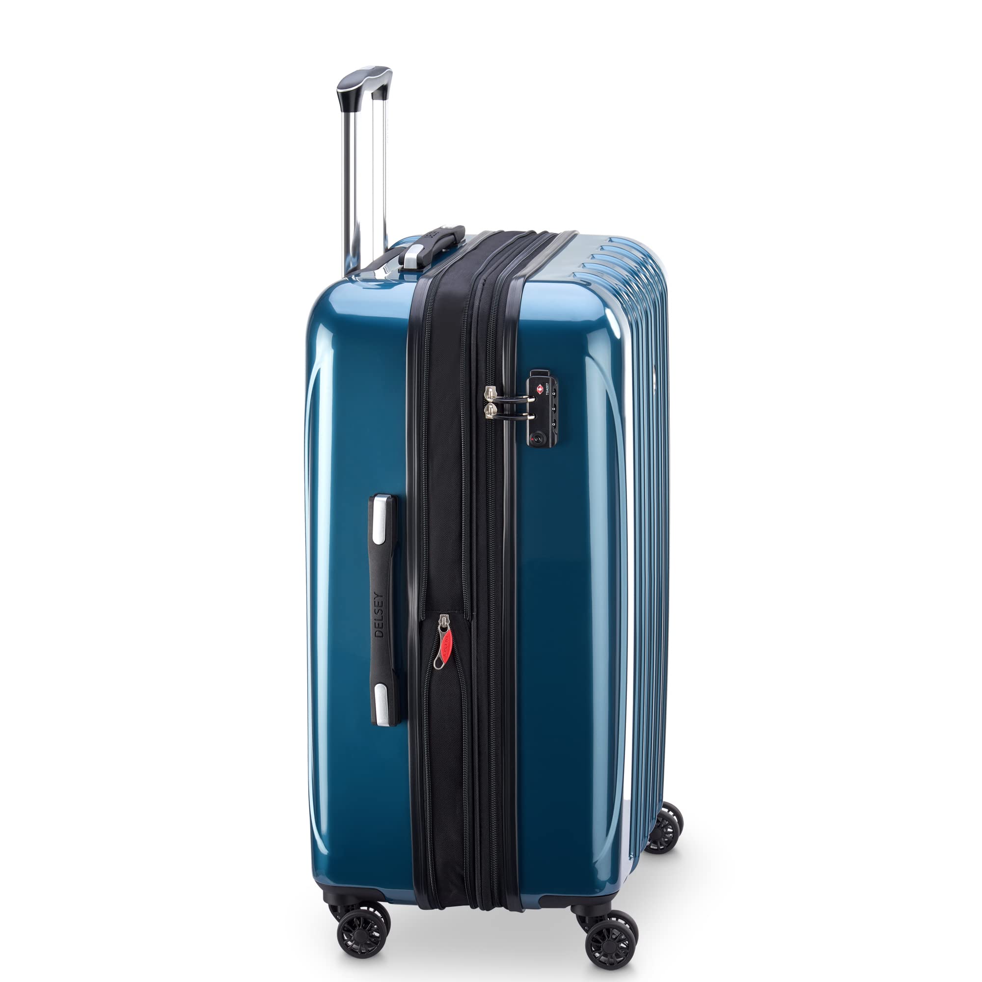 DELSEY Paris Helium Aero Hardside Expandable Luggage with Spinner Wheels ( Teal , Checked-Medium 25 Inch ) Teal Checked Medium 25 Inch U15