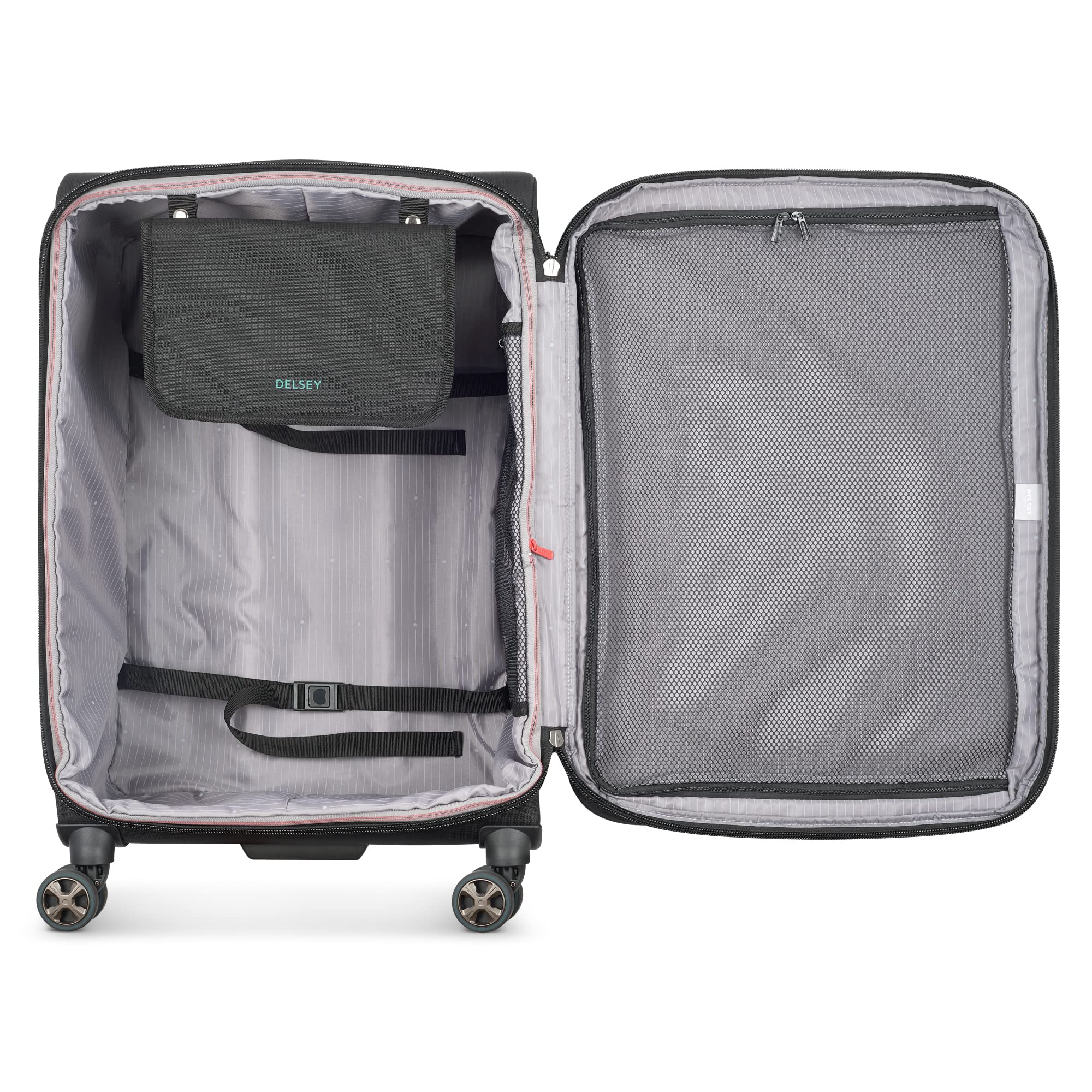 DELSEY Paris Helium DLX Softside Expandable Luggage with Spinner Wheels ( Black , Checked-Medium 25 Inch ) Black Checked Medium 25 Inch U2