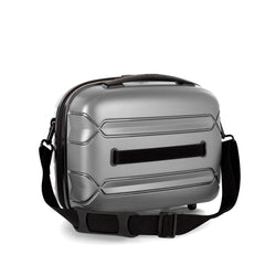 Heys Milos Beauty Case Hardside Lightweight and Crafted with Durable Duraflex, Textured Shell and Metallic Colors, Trolly Sleeve, Adjustable Shoulder Strap, Organize Makeup or Toiletries, Navy ( Grey , Beauty Case ) Grey Beauty Case U1