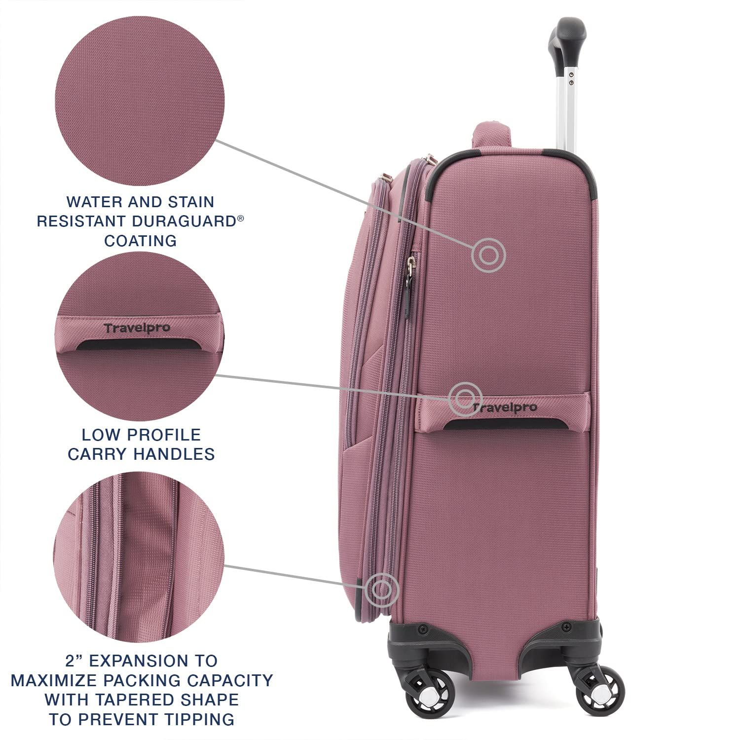 Travelpro Maxlite 5 Softside Expandable Luggage with 4 Spinner Wheels, Lightweight Suitcase, Men and Women ( Dusty Rose Pink , Carry-on 21-Inch ) Dusty Rose Pink Carry On 21 Inch U7
