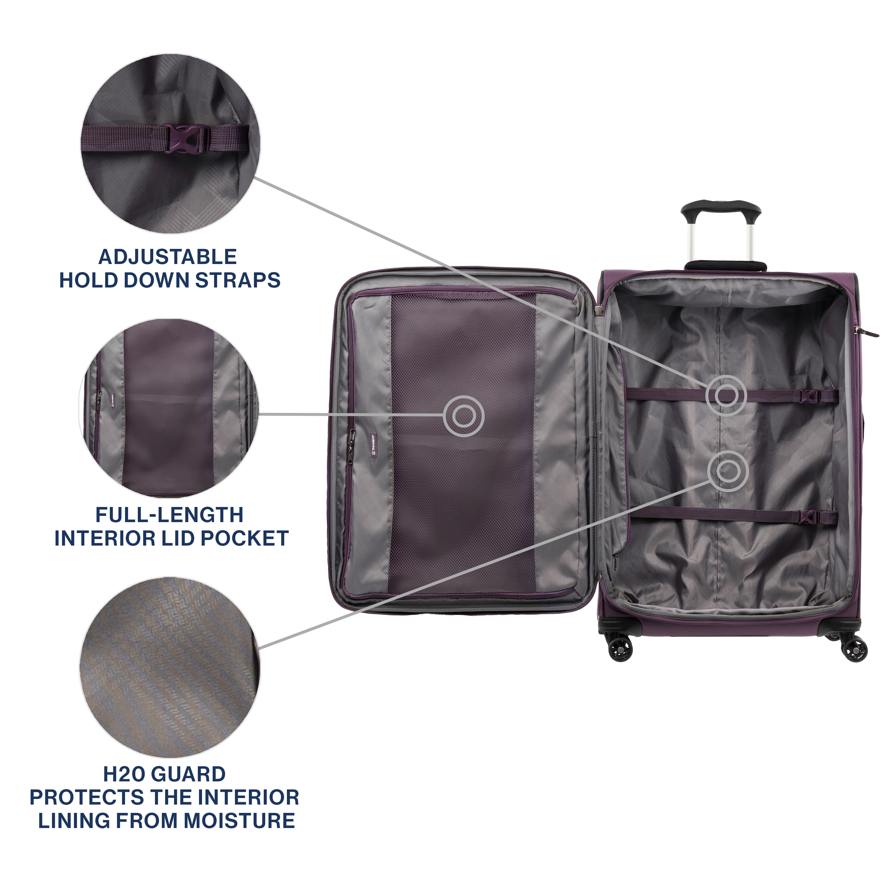 Travelpro Tourlite Softside Expandable Luggage with 4 Spinner Wheels, Lightweight Suitcase, Men and Women ( Deep Purple , Checked-Large 29-Inch ) Deep Purple Checked Large 29 Inch U1
