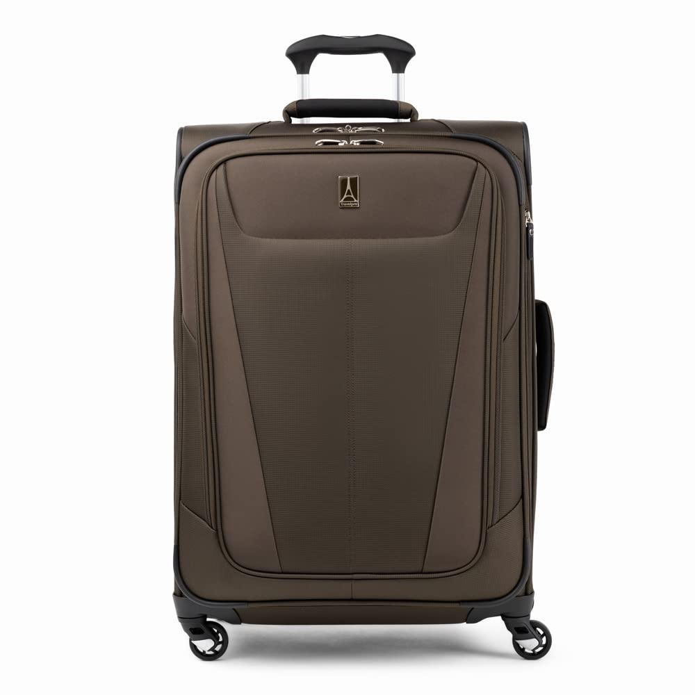 Travelpro Maxlite 5 Softside Expandable Luggage with 4 Spinner Wheels, Lightweight Suitcase, Men and Women ( Mocha , Checked-Medium 25-Inch ) Mocha Checked Medium 25 Inch U16