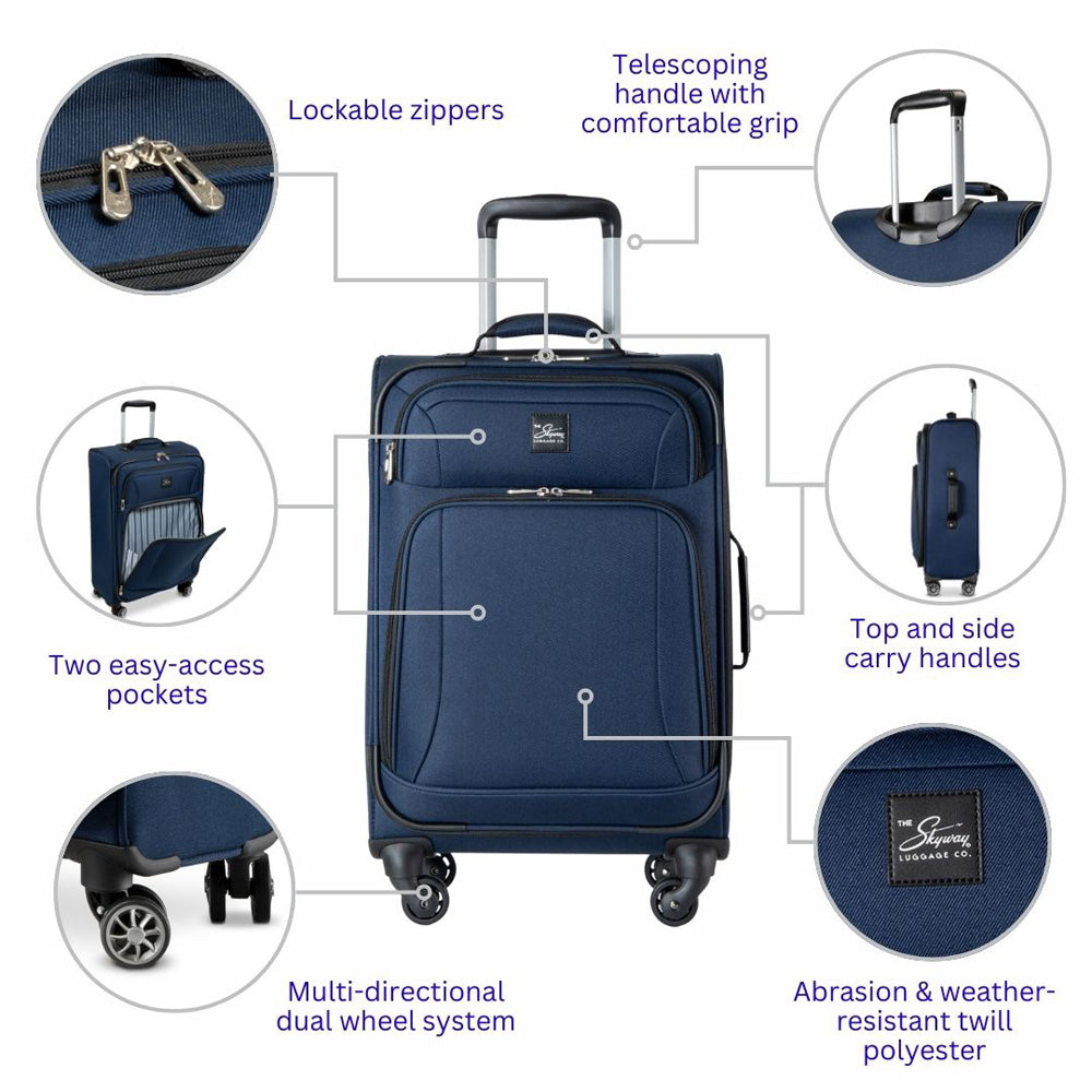 Skyway Epic Softside Expandable Luggage with Spinner Wheels ( Surf Blue , Carry-On 20-Inch ) Surf Blue Carry On 20 Inch U3