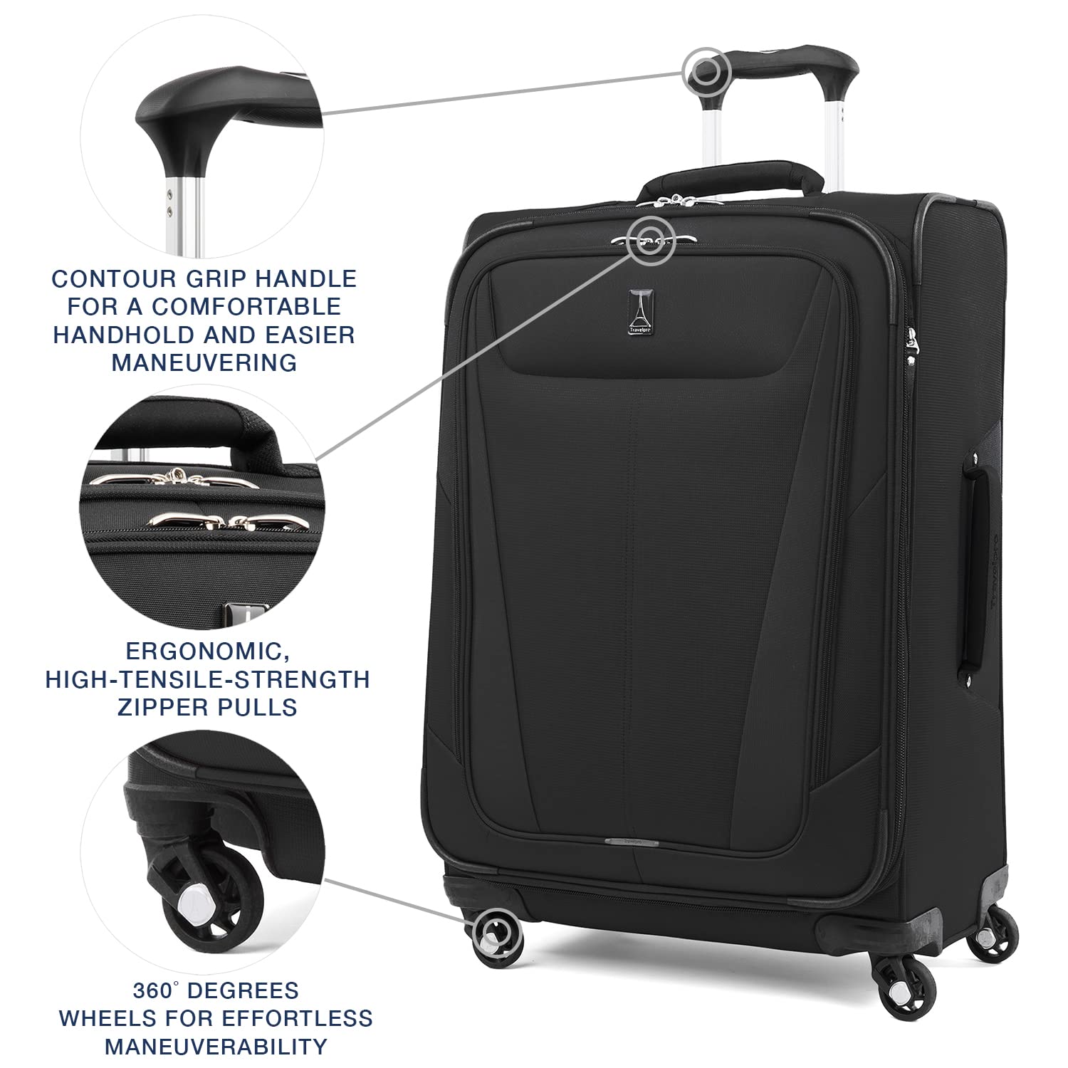 Travelpro Maxlite 5 Softside Expandable Luggage with 4 Spinner Wheels, Lightweight Suitcase, Men and Women Black Checked Large 29 Inch U29