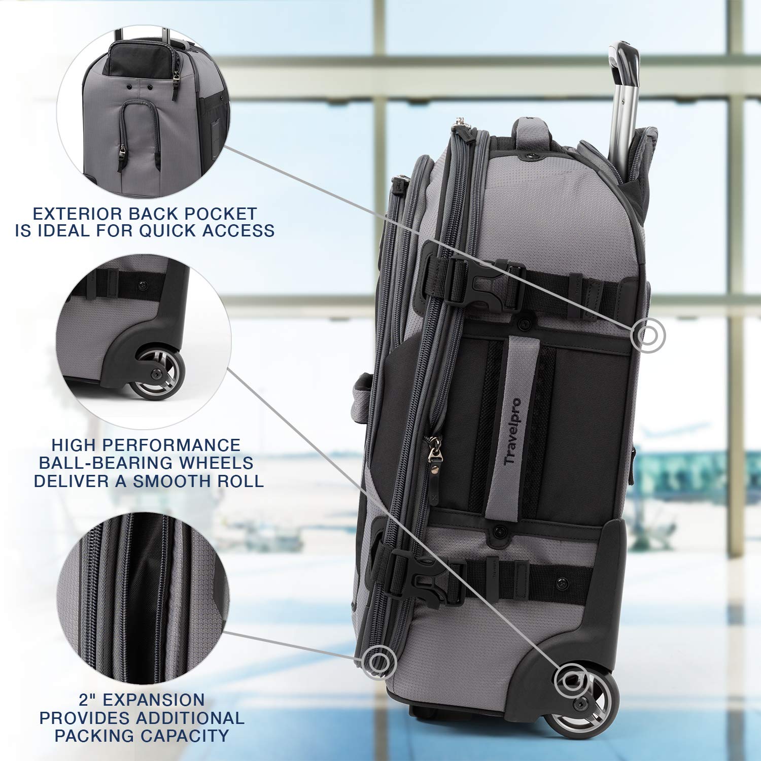 Travelpro Unisex-Adult Bold Softside Expandable Rollaboard Upright Luggage ( Grey/Black , Carry-On 22-Inch ) Grey/Black Carry On 22 Inch U5