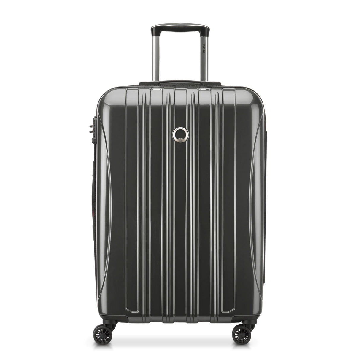 DELSEY PARIS Helium Aero Hardside Expandable Luggage with Spinner Wheels ( Brushed Charcoal , Checked-Medium 24 Inch ) Brushed Charcoal Checked Medium 24 Inch U4