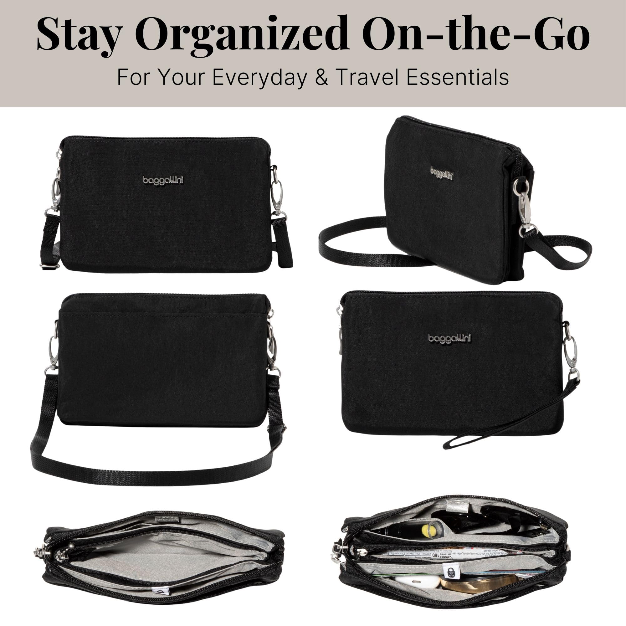 Baggallini The Only Mini Bag ( Black , One Size ) Black One Size U1