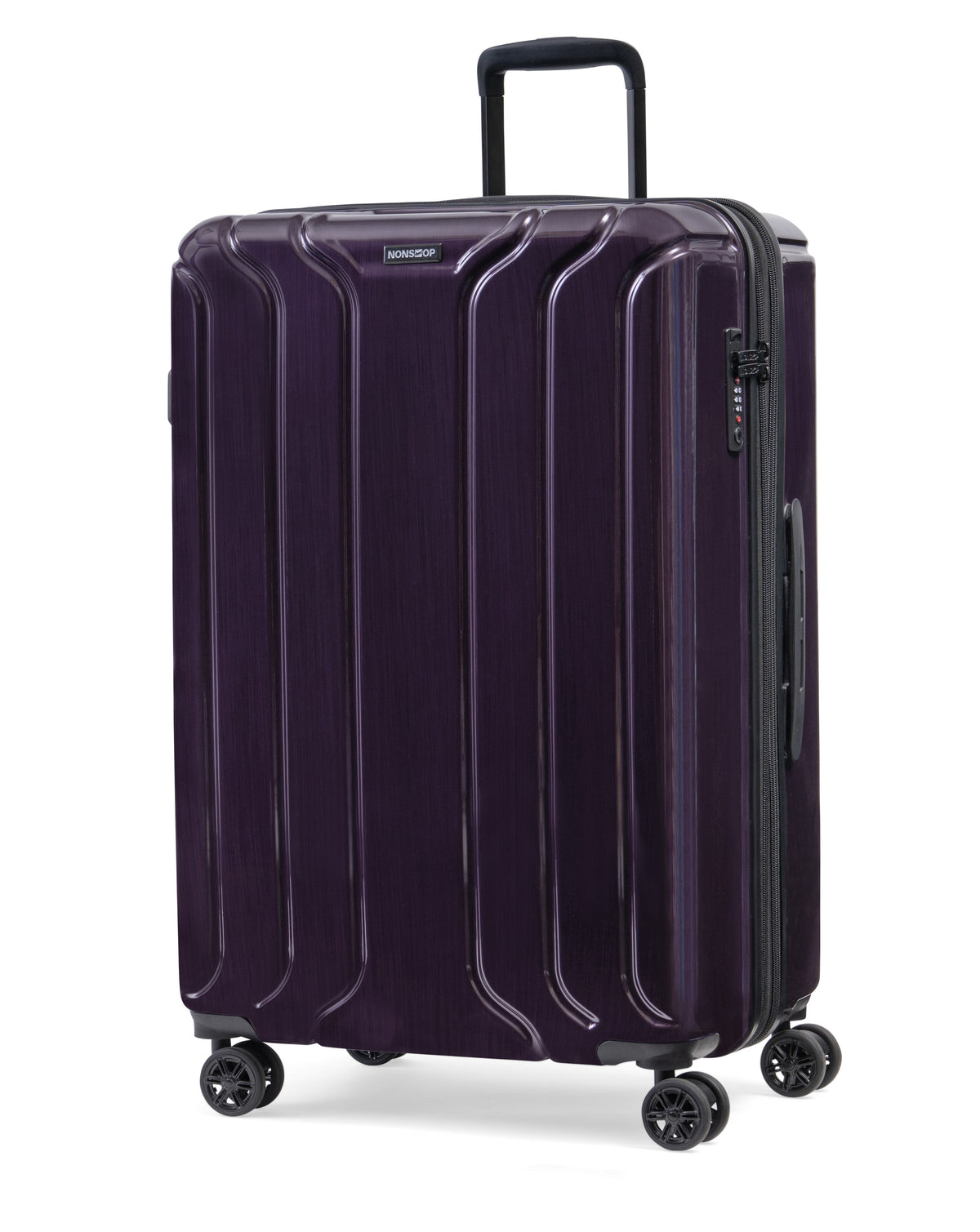 NONSTOP New York Elite Luggage Expandable Lightweight Spinner Wheels hard side shell Travel Suitcase Set, TSA Lock, Double USB Port, 3 packing cubes ( Plum , Checked-Large 28-Inch ) Plum Checked Large 28 Inch U1