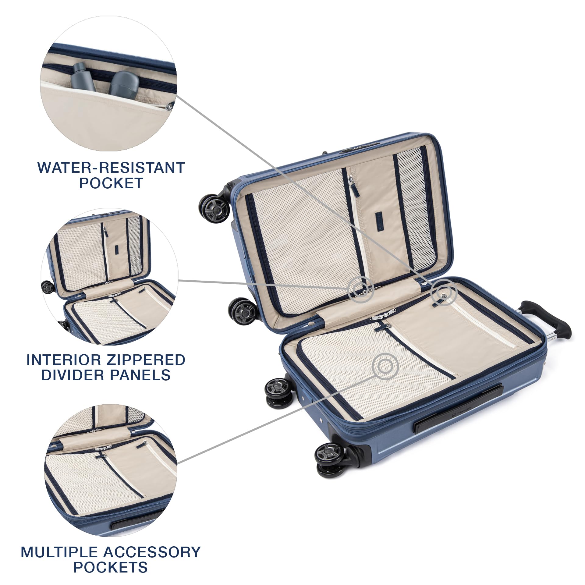 Travelpro Platinum Elite Hardside Expandable Spinner Wheel Luggage TSA Lock Hard Shell Polycarbonate Suitcase ( Dark Sky Blue , Carry-on 21-Inch ) Dark Sky Blue Carry On 21 Inch U5