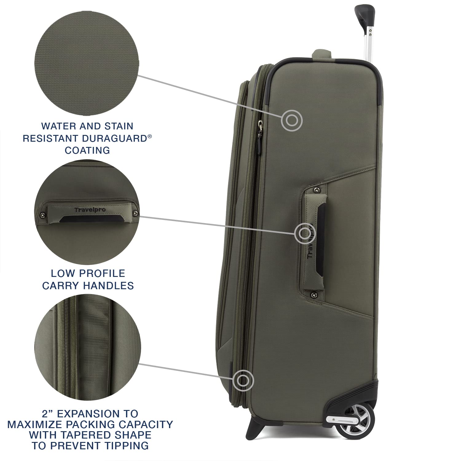 Travelpro Maxlite 5 Softside Expandable Upright 2 Wheel Luggage, Lightweight Suitcase, Men and Women Slate Green Checked Medium 26 Inch U2
