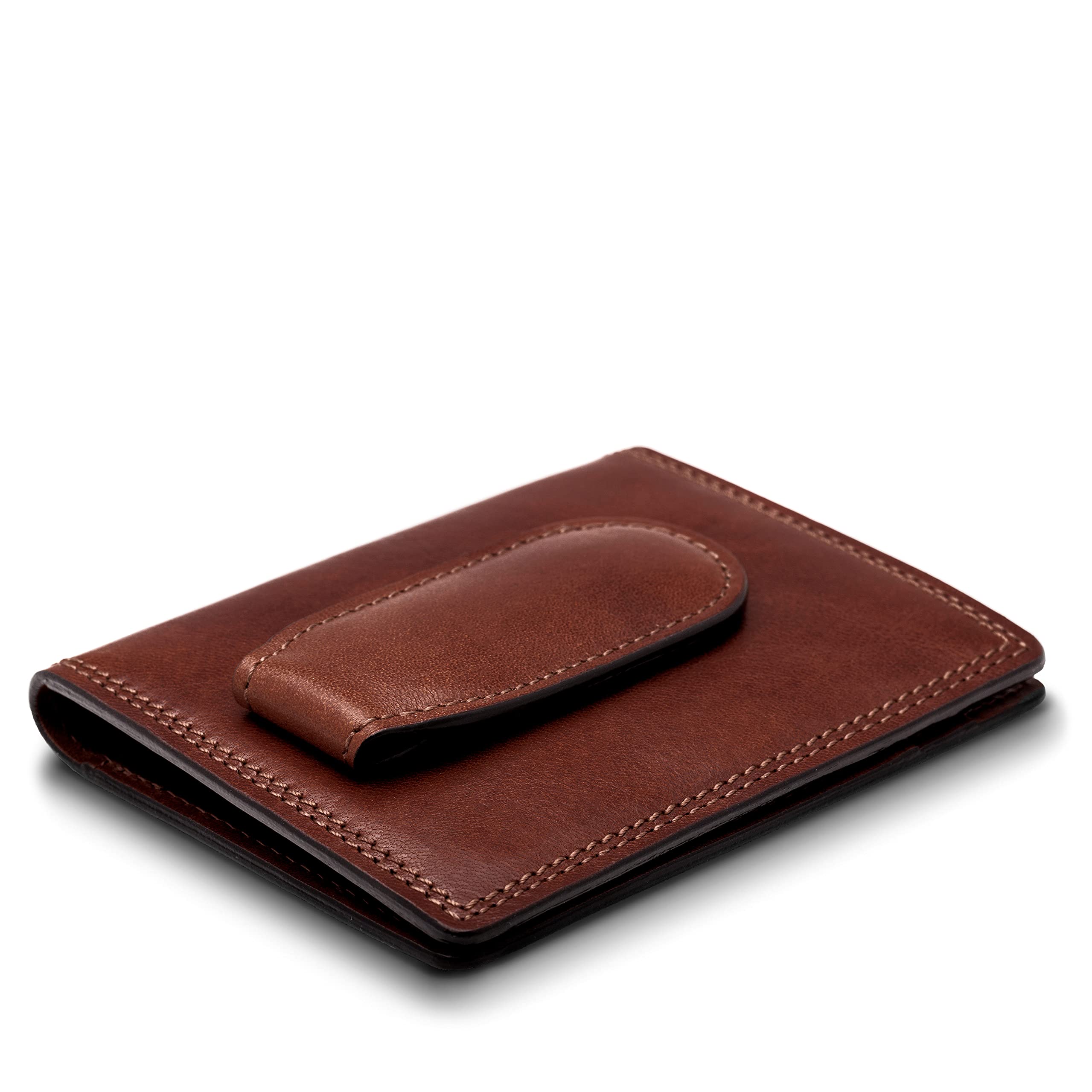 Bosca Men's Wallet, Dolce Leather Front Pocket Bifold Wallet with Magnetic Clip ( Dark Brown , One Size ) Dark Brown One Size U3