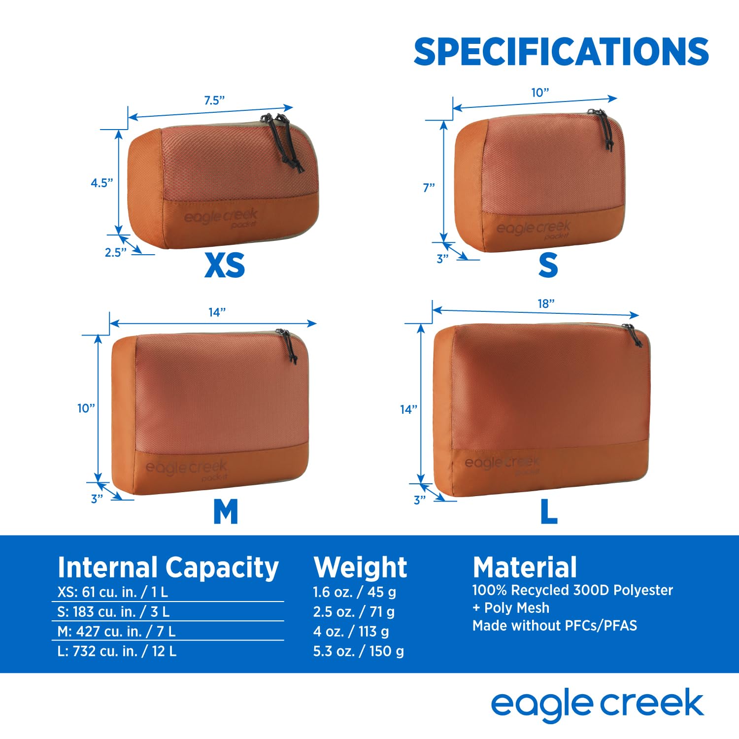 Eagle Creek Pack-It Reveal Cube ( Mandarin , L ) Mandarin L U1