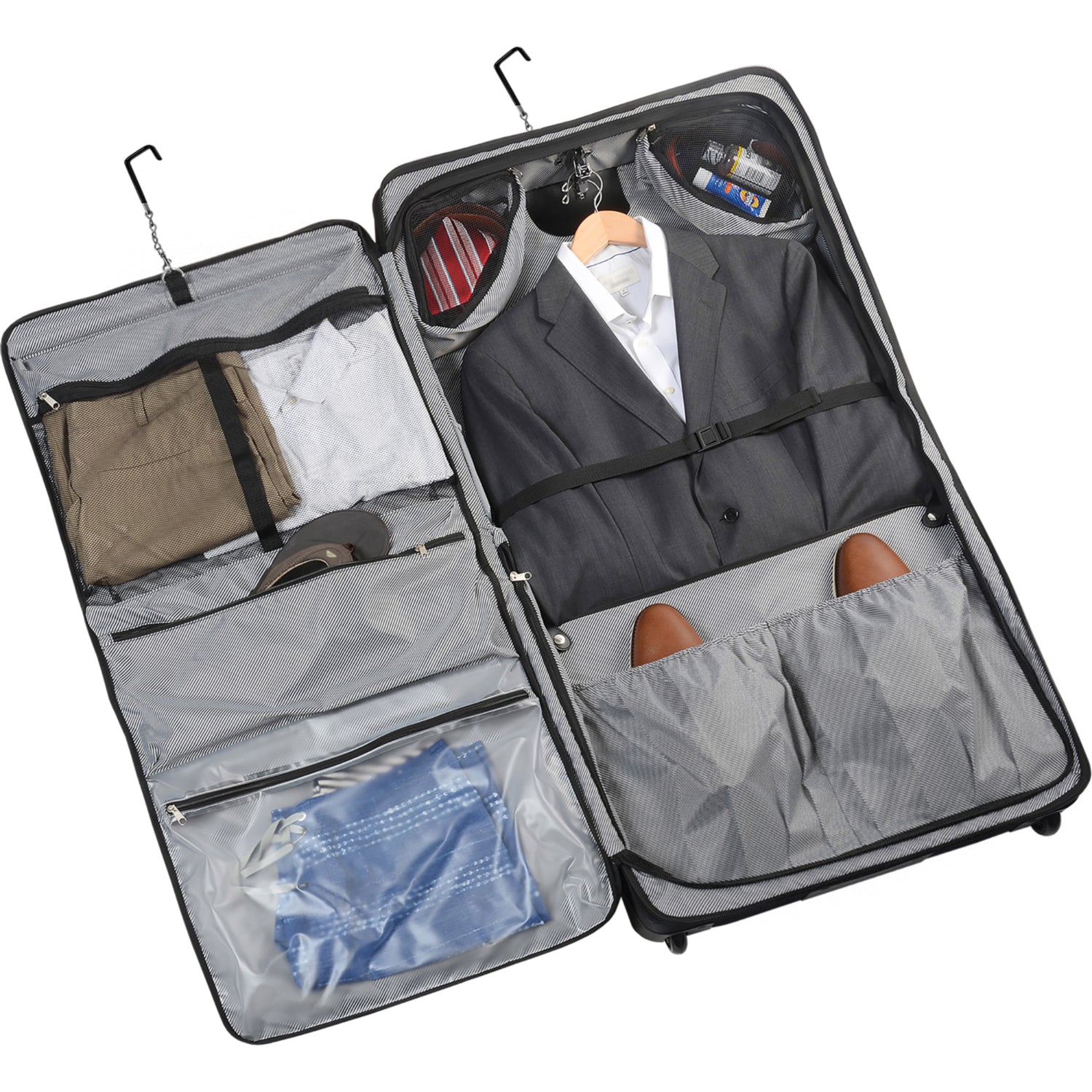 WallyBags® 45” Premium Rolling Garment Bag with multiple pockets ( Black , One Size ) Black One Size U9